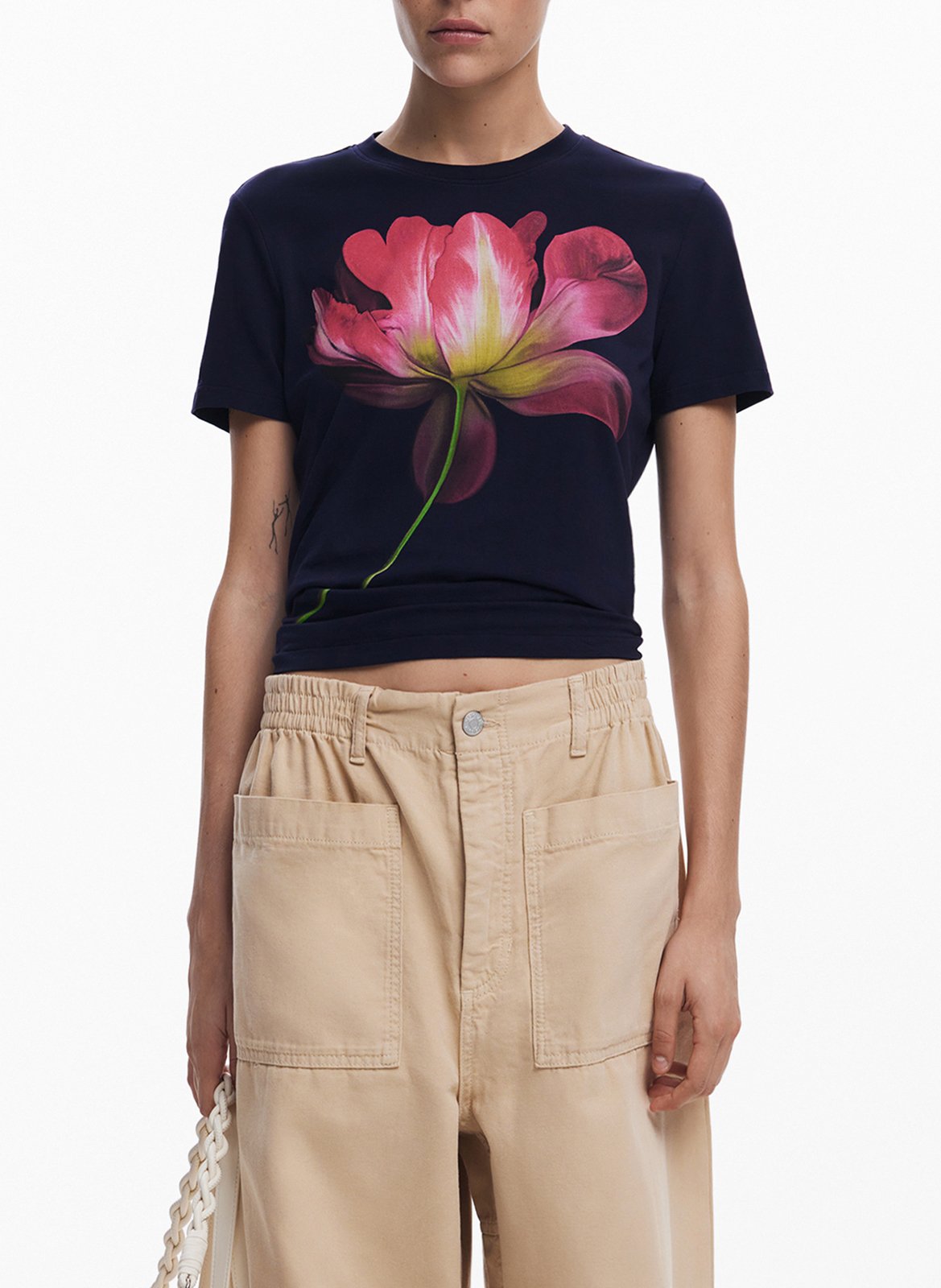 Tee-shirt ajusté en coton mélangé DESIGUAL Bleu