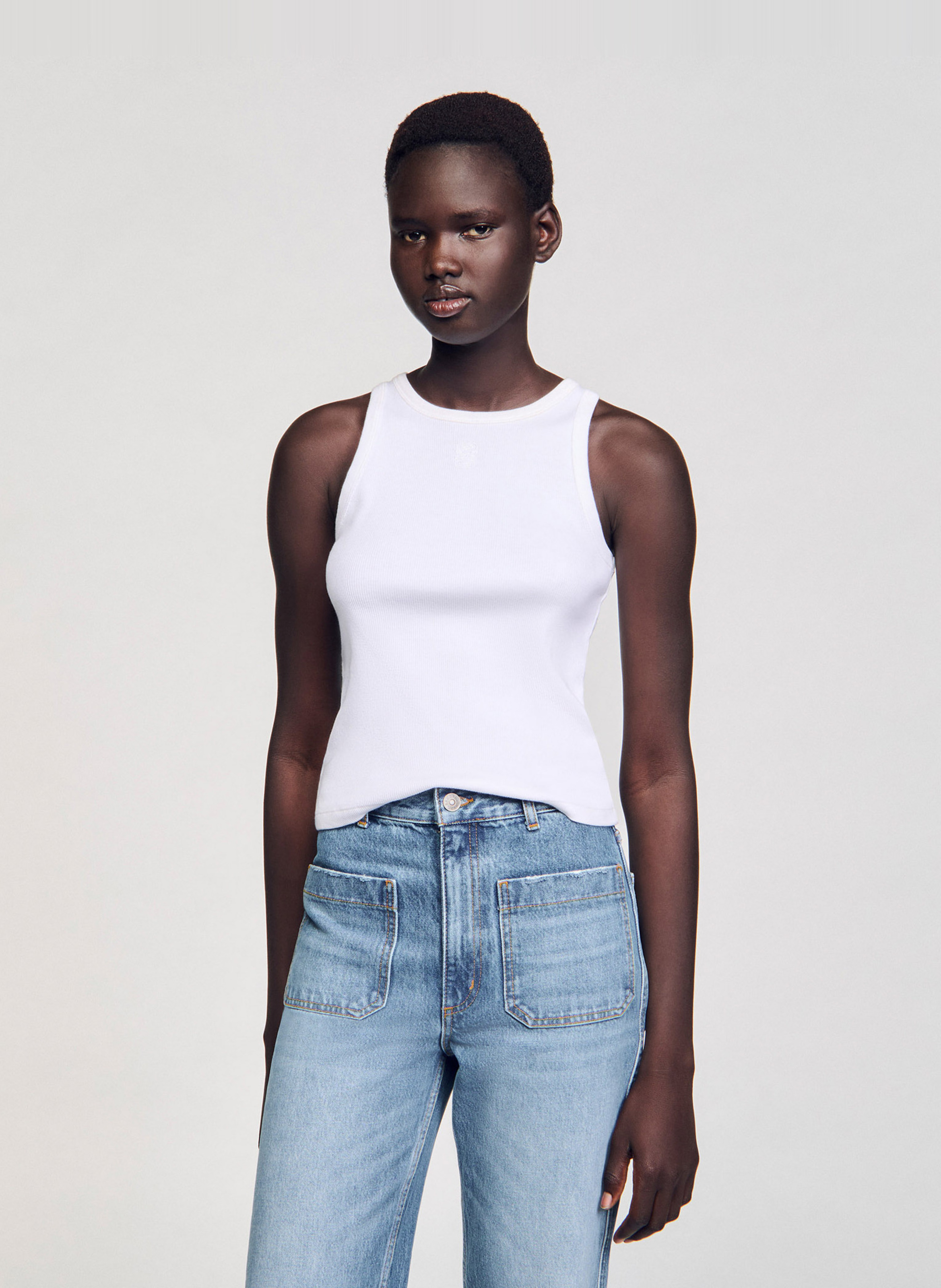 Débardeur col rond en coton SANDRO