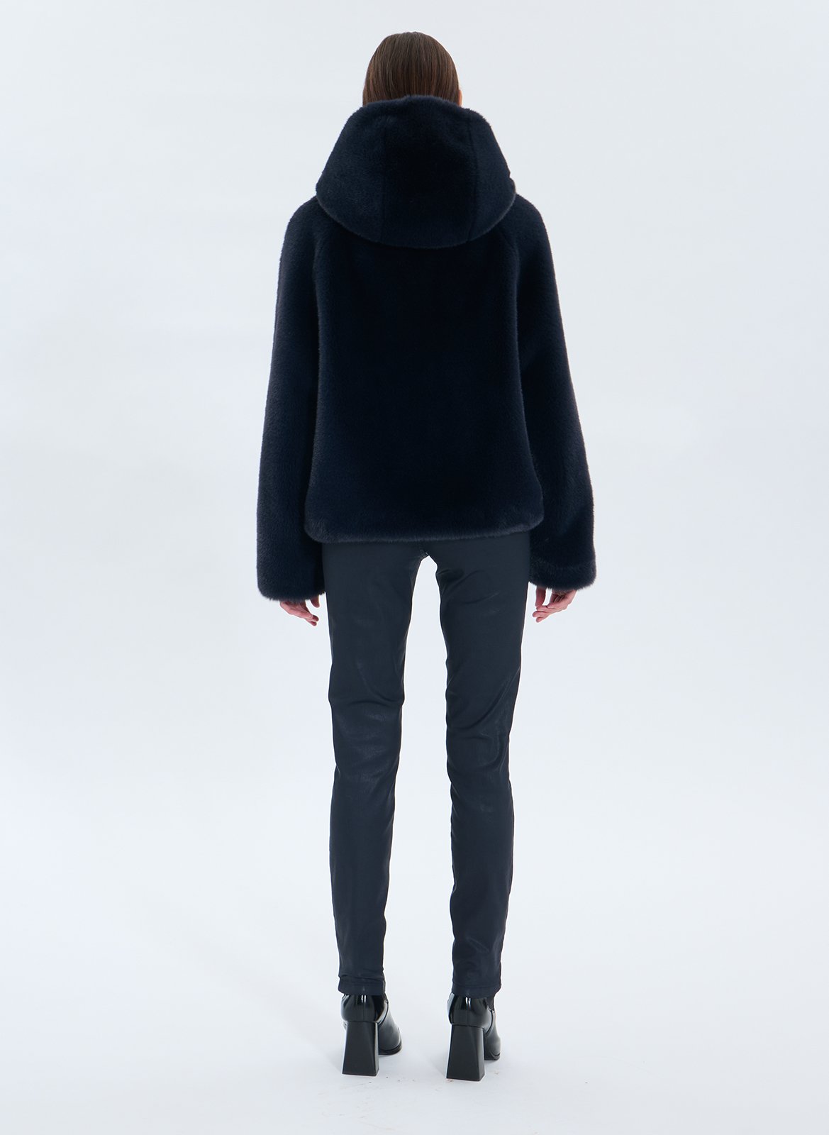 High neck coat with faux fur effect ZAPA Blue