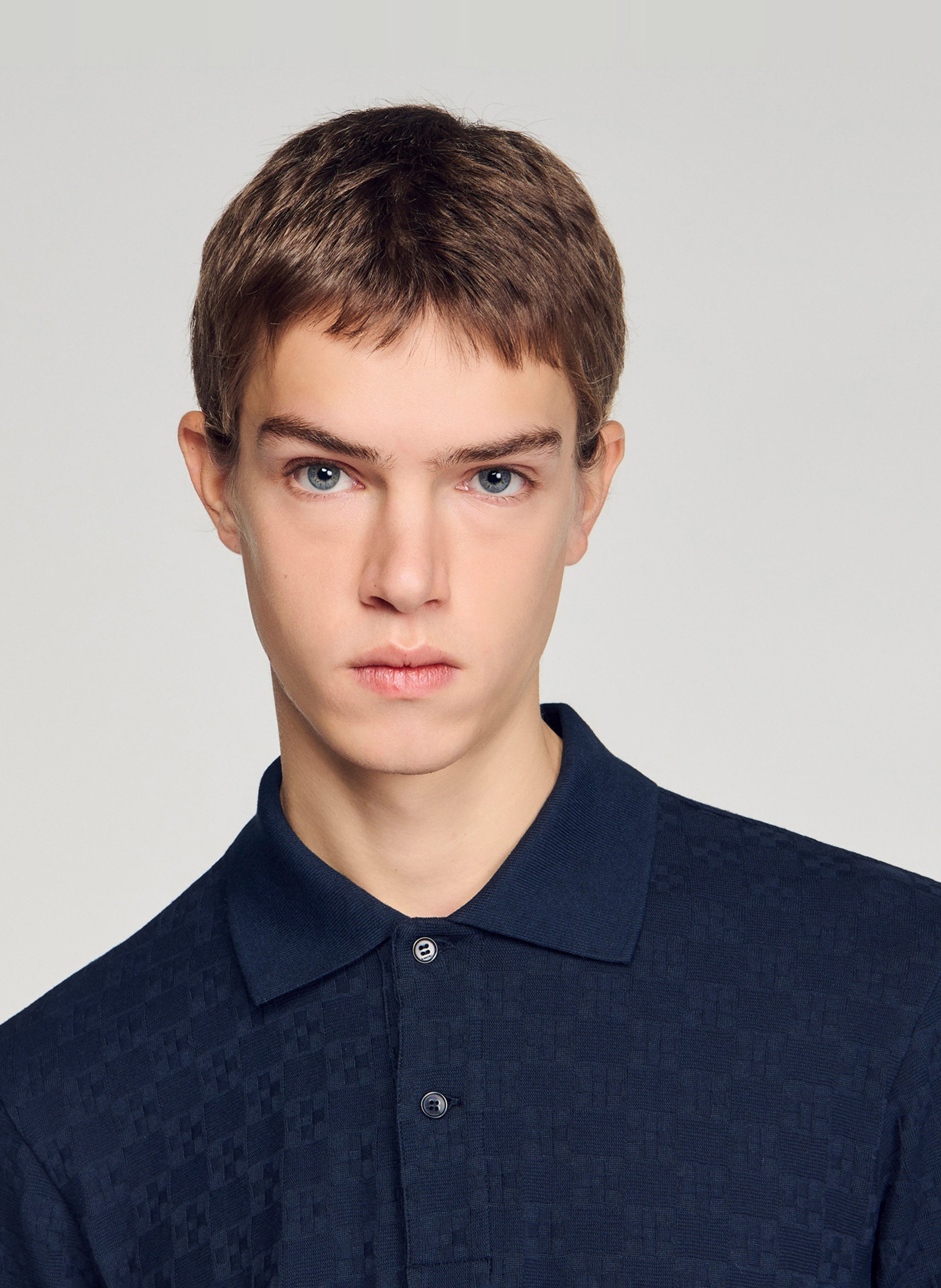 Polo manches courtes droit uni SANDRO Bleu