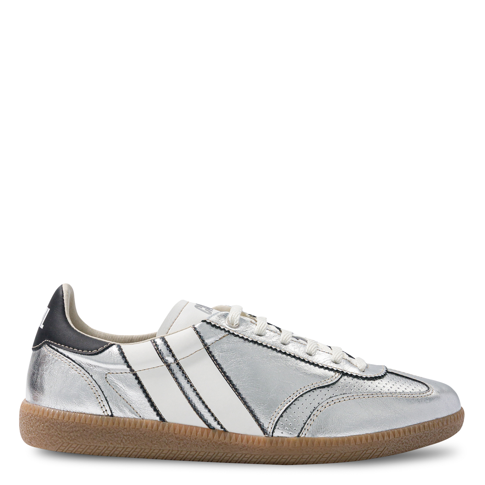 Low metallic leather trainers CAVAL Silver