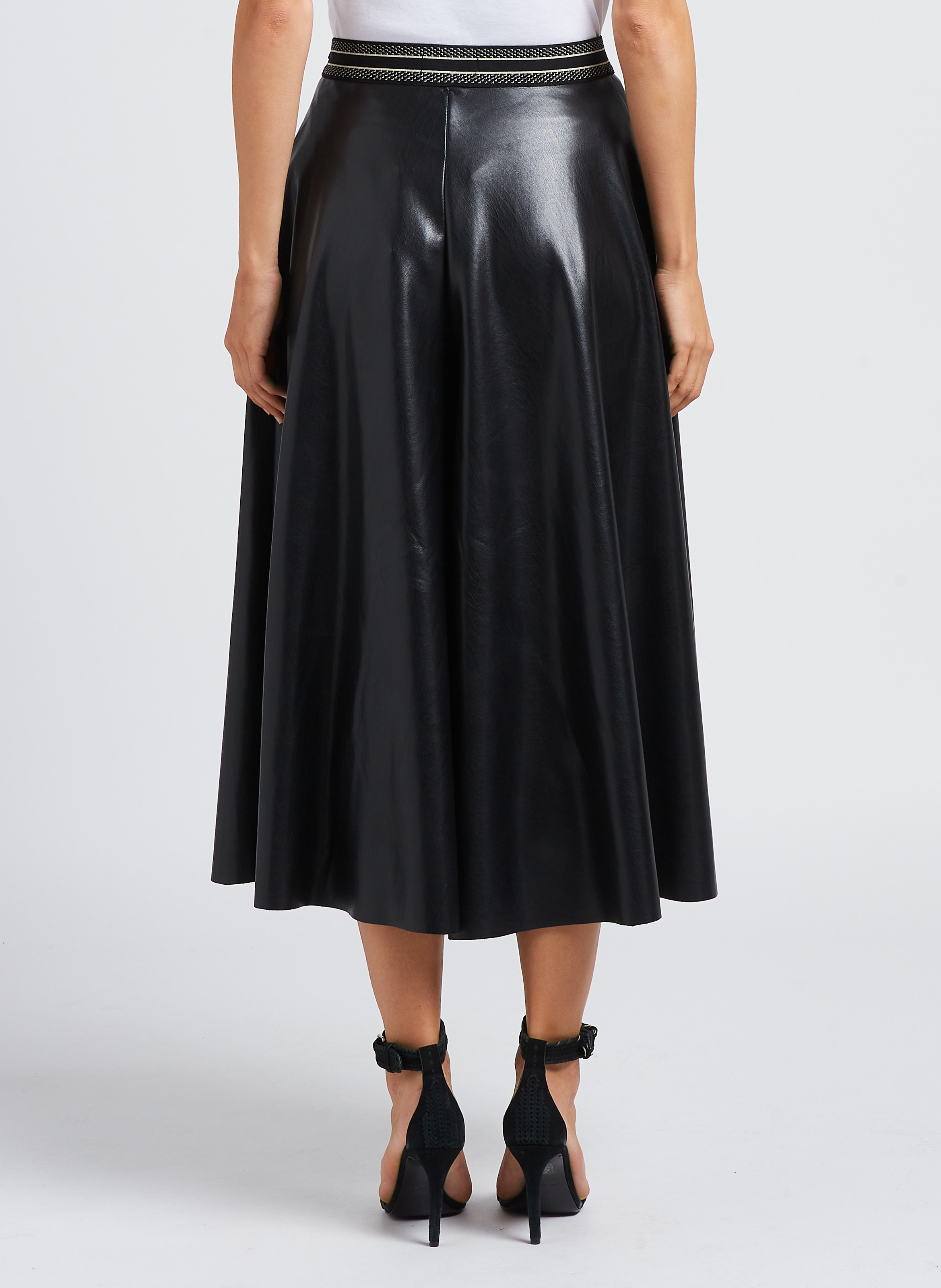 Lange, imitatieleren rok MES DEMOISELLES Zwart