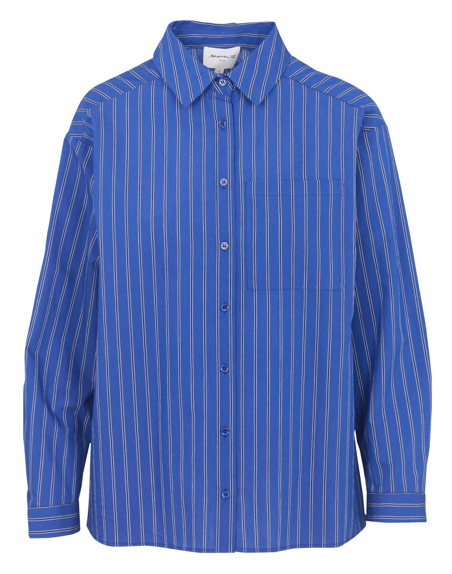 Oversized classic collar shirt in striped cotton blend MAISON 123 Blue