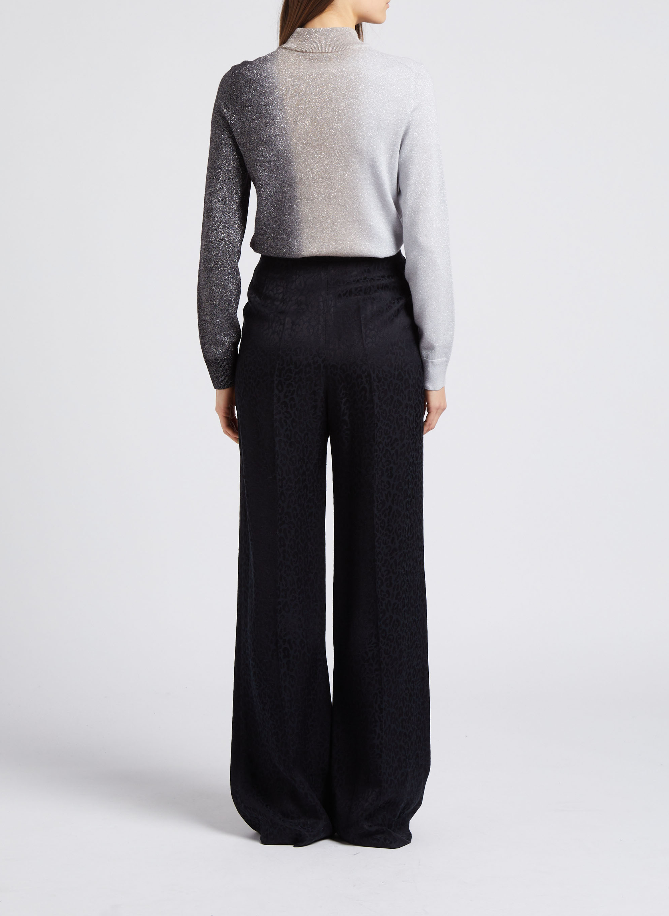 Top droit col montant avec fils métallisés en laine mélangée PAUL SMITH Noir