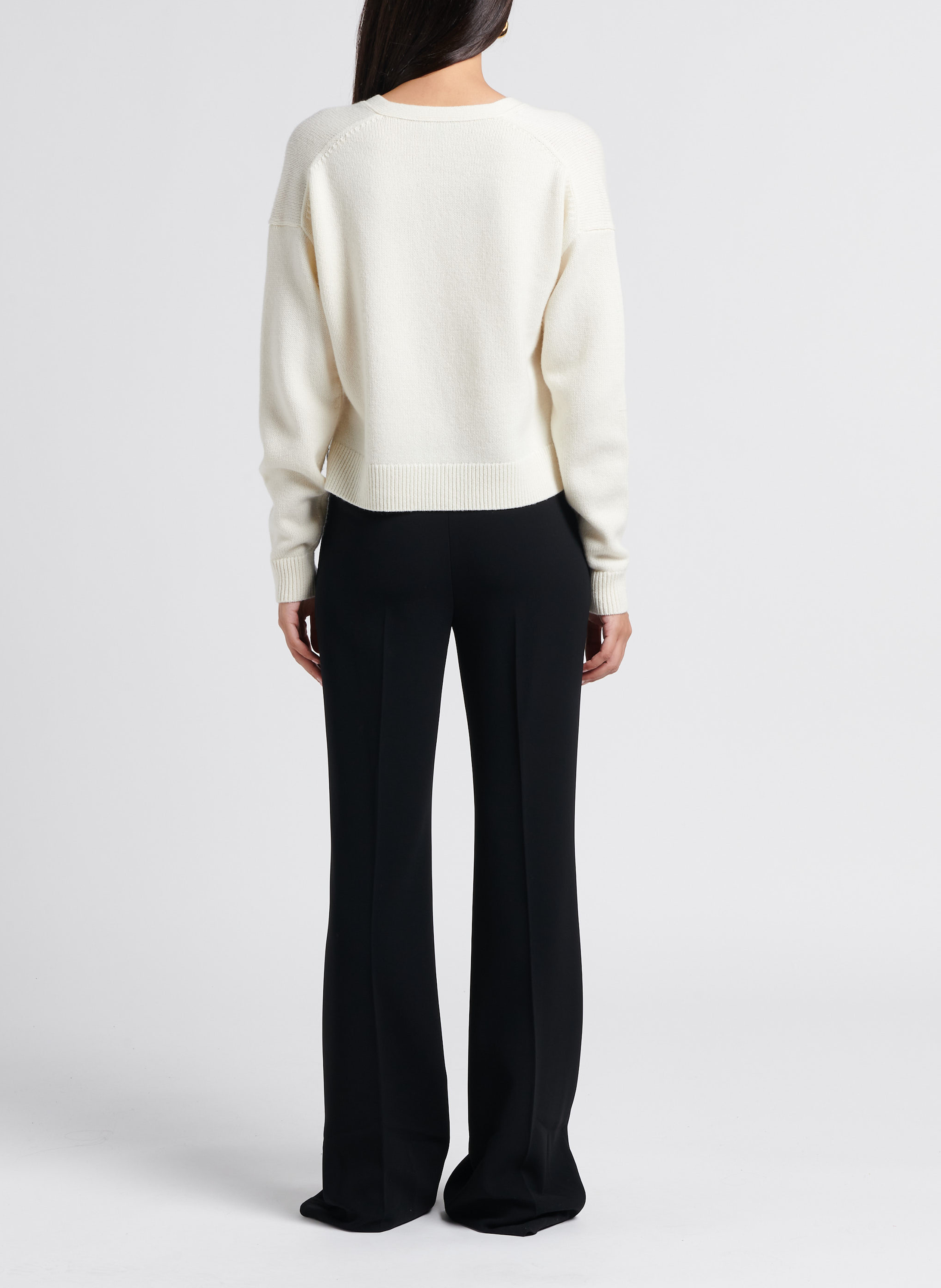 Loose-fit wool-blend V-neck cardigan THEORY White