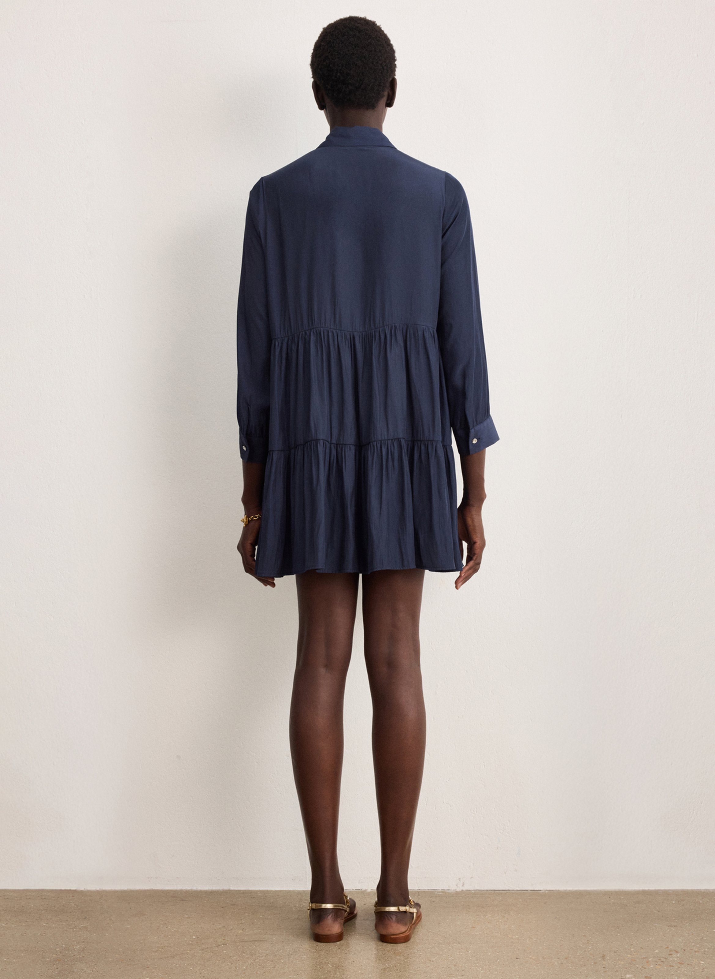 Oversized shirt dress with classic collar PABLO Blue