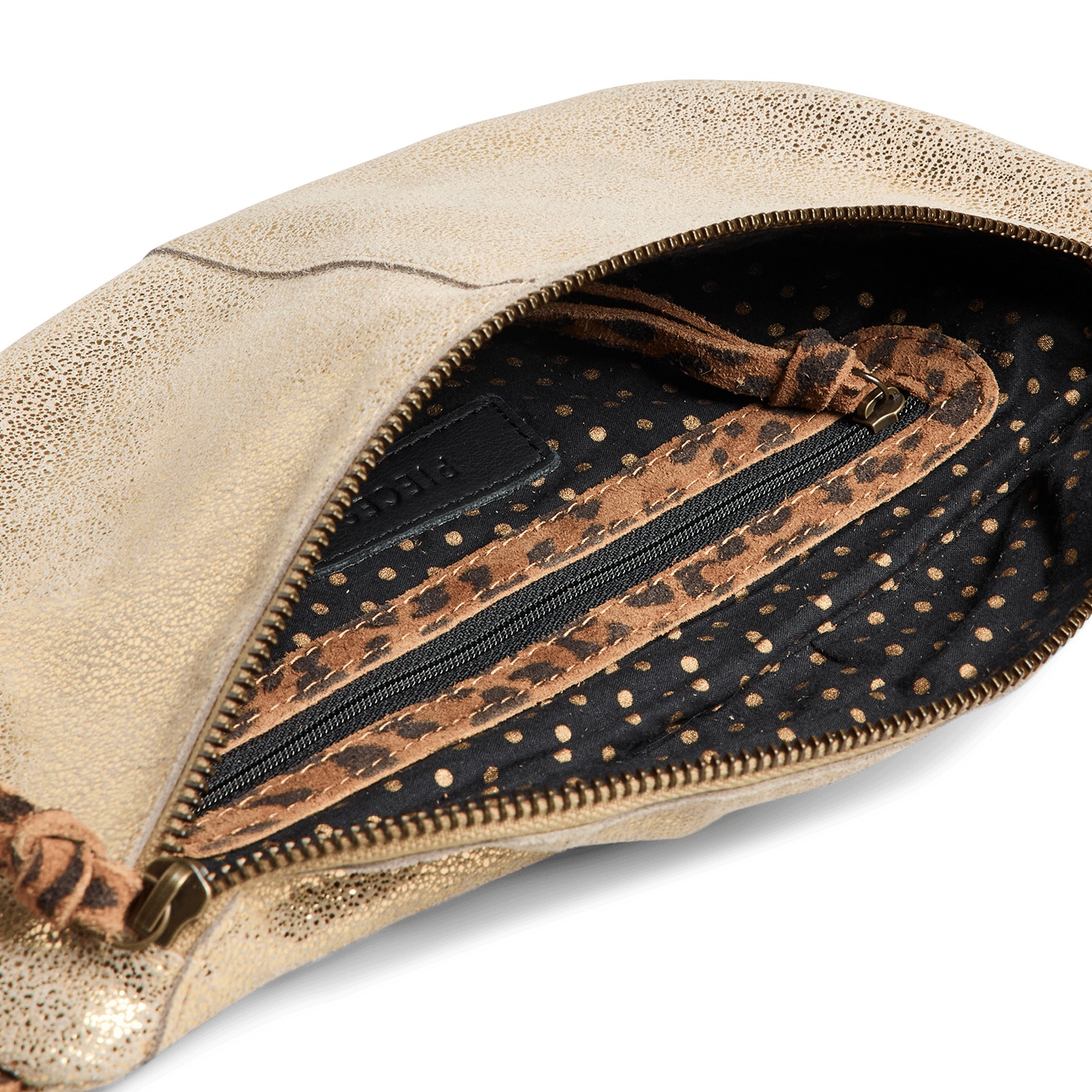 Sac banane en cuir métallisé PIECES Doré