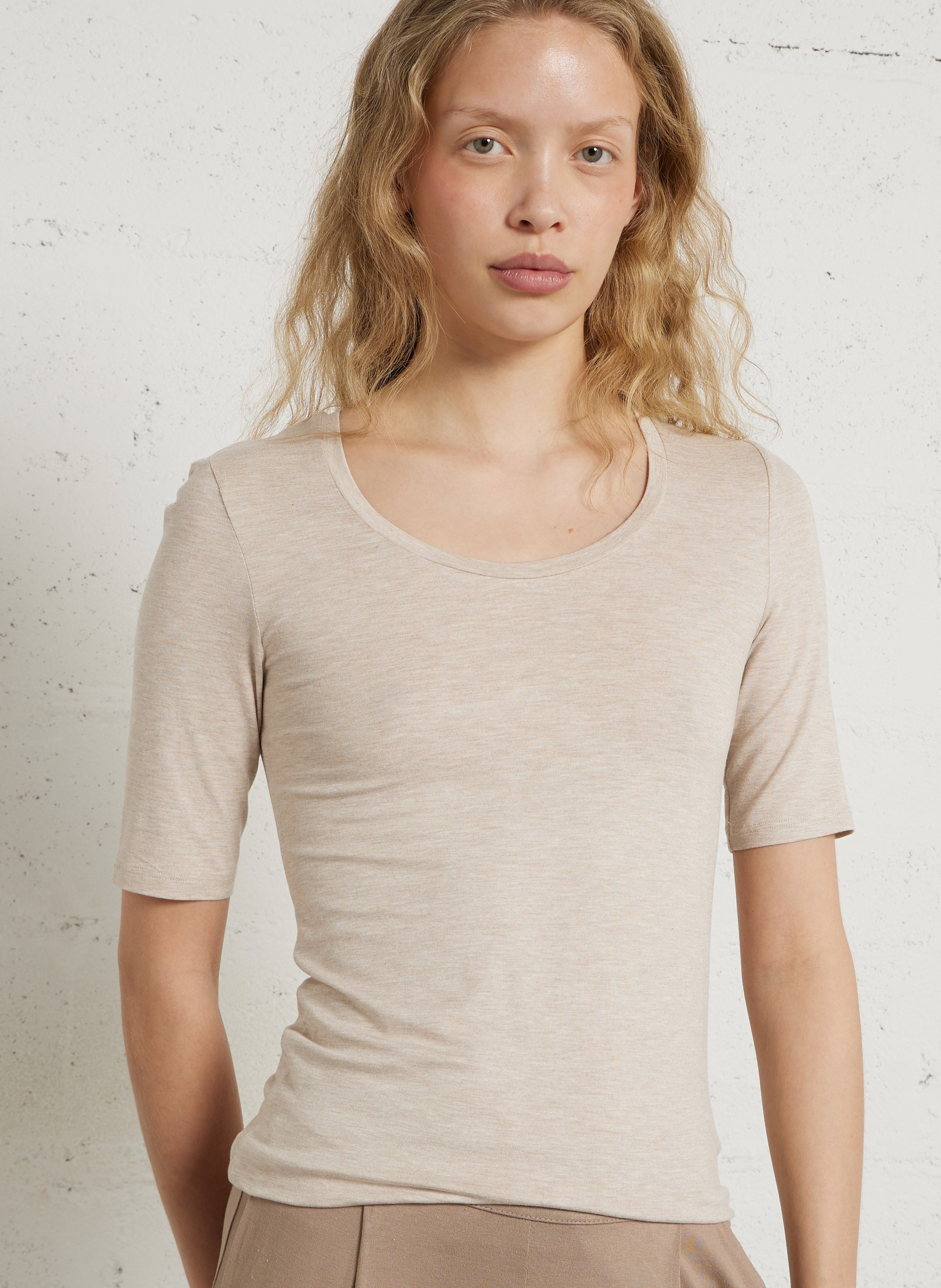 Tee-shirt col droit rond MAJESTIC FILATURES