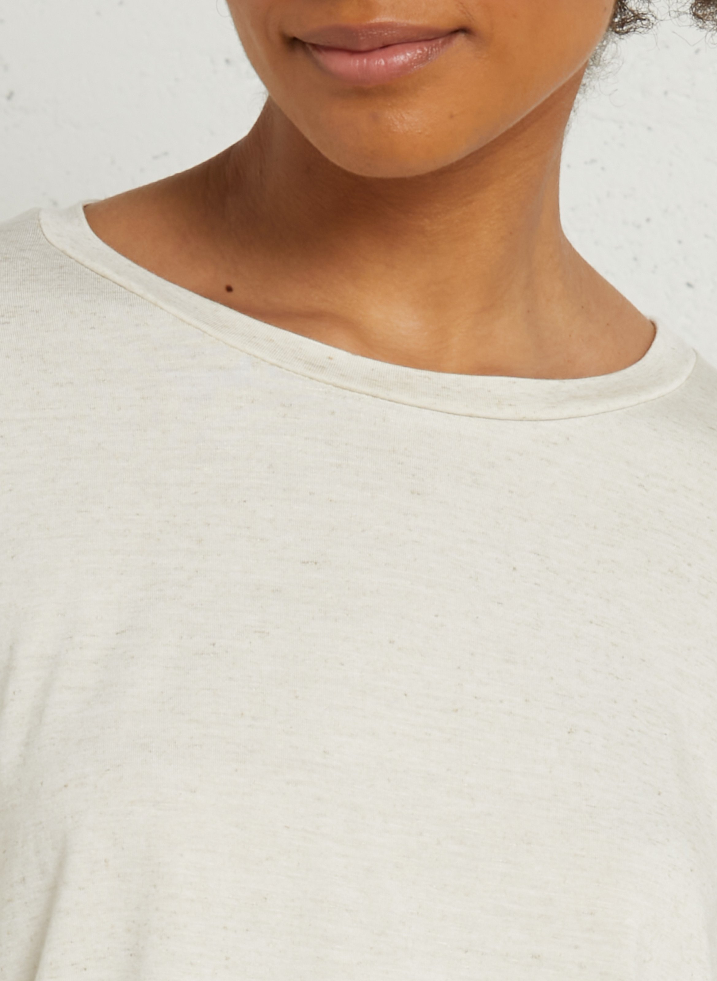 Tee-shirt oversize col rond PLEASE Beige