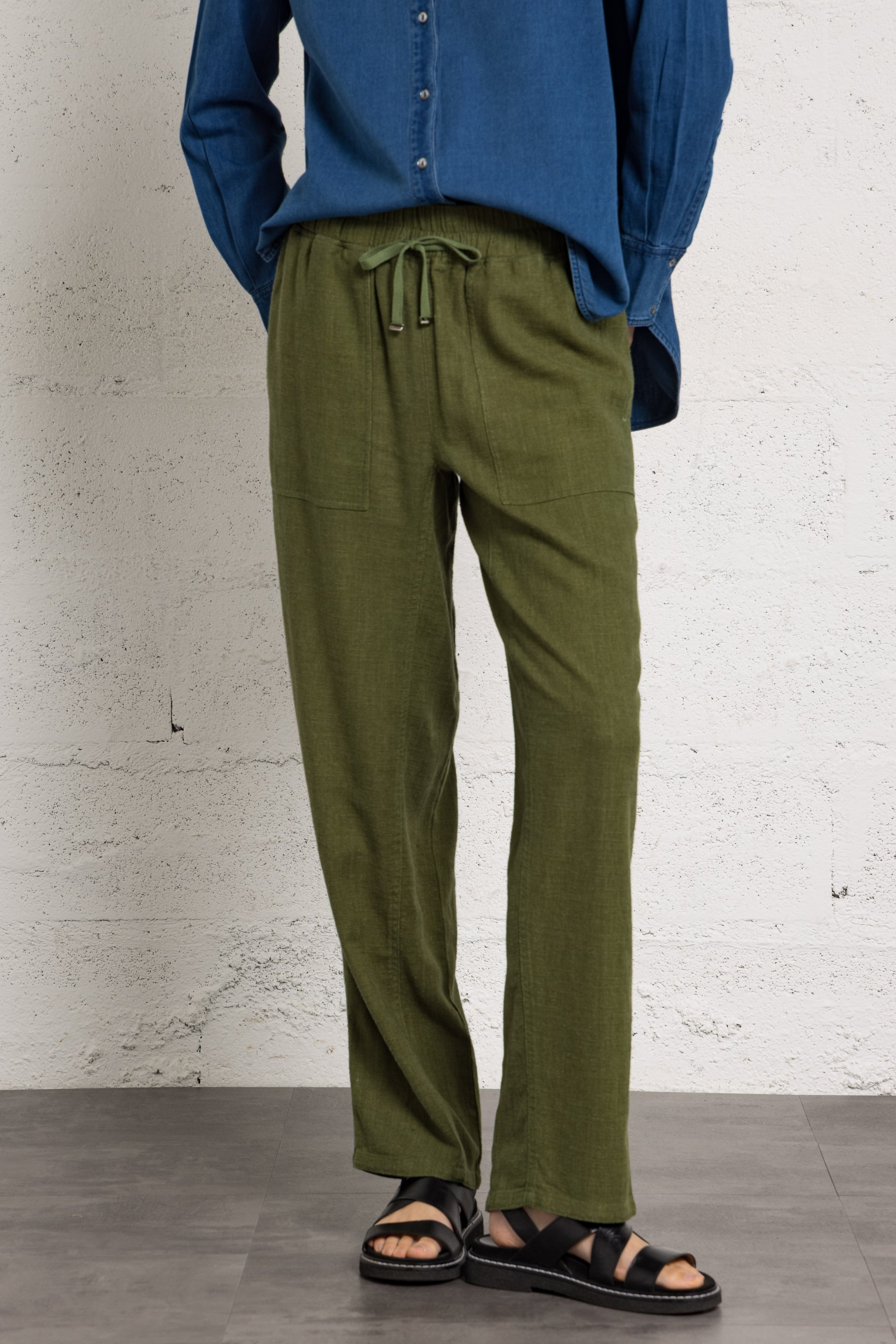 Hose aus Leinen und Baumwollmischung BELLA JONES Khaki