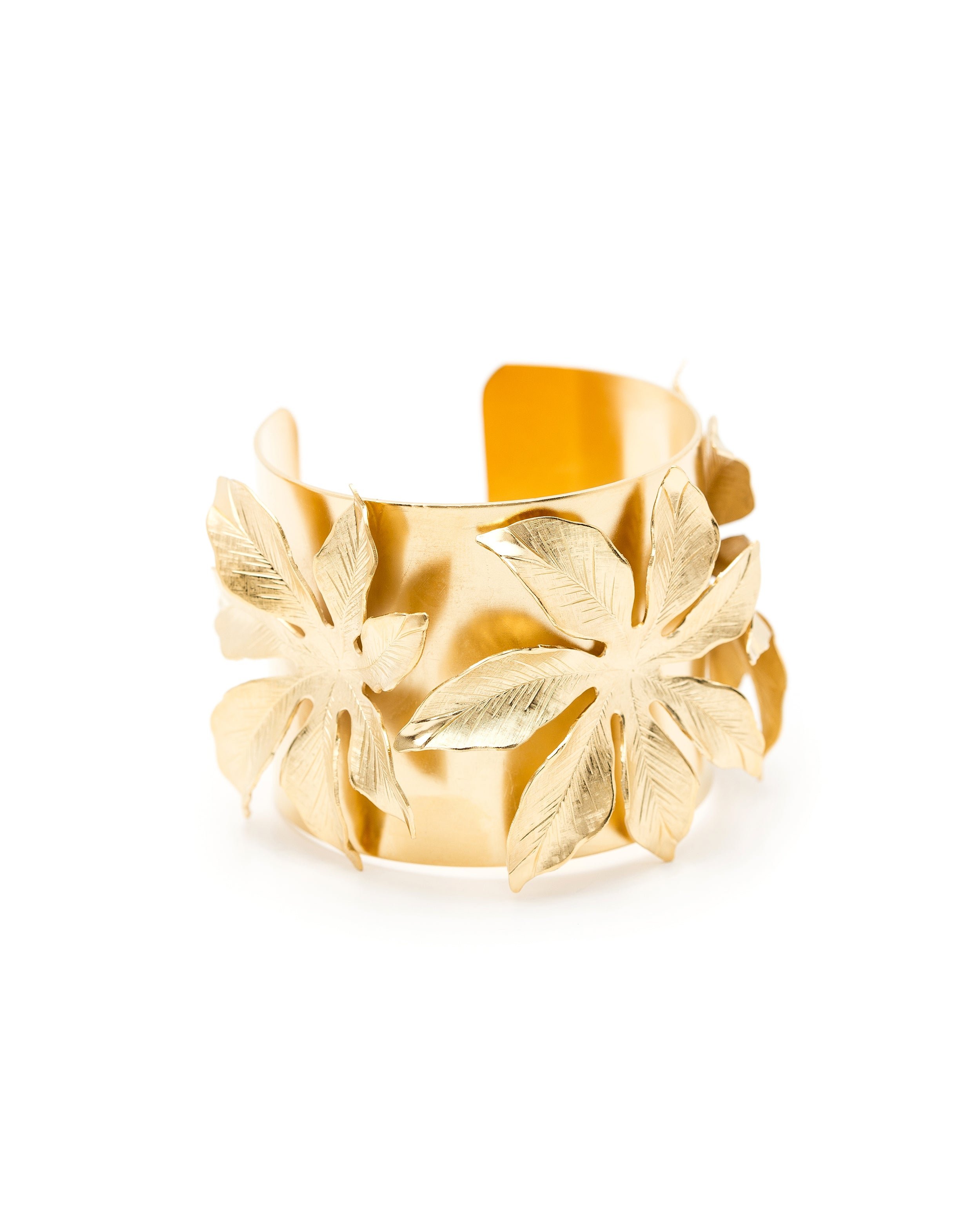 Gold-plated floral cuff GoldenMONSIEUR SIMONE