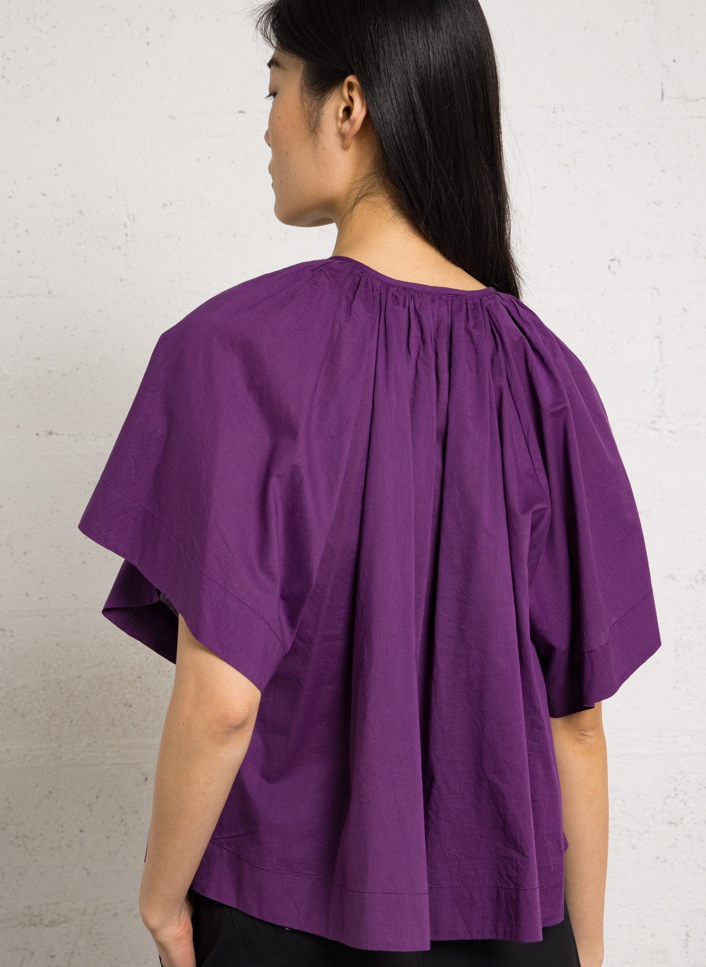 Baumwollbluse mit Rundhalsausschnitt BELLEPIECE Violett