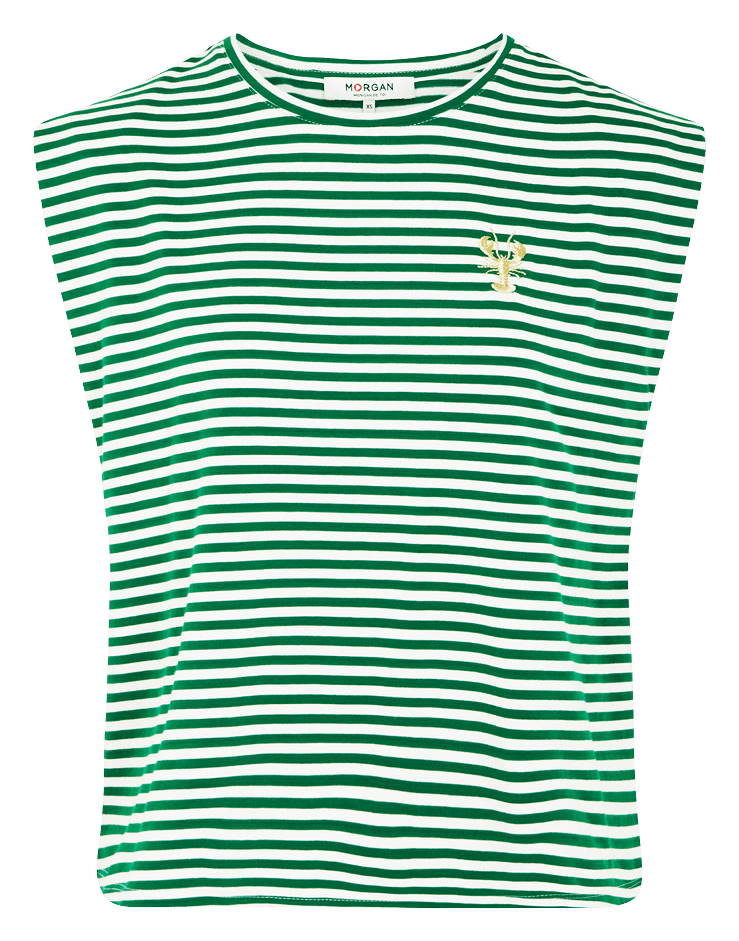 Tee-shirt sans manches à rayures MORGAN Vert