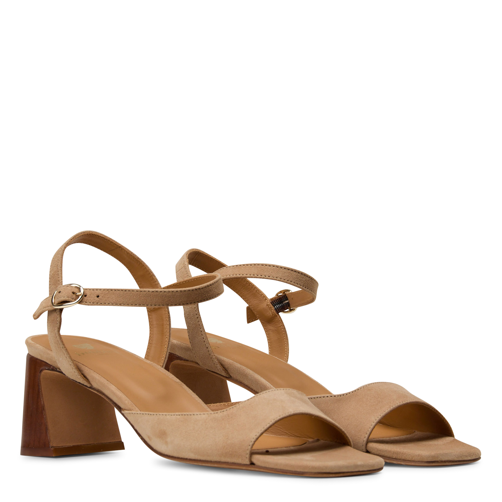 Sandalen van veloursleer met hak BOBBIES Beige