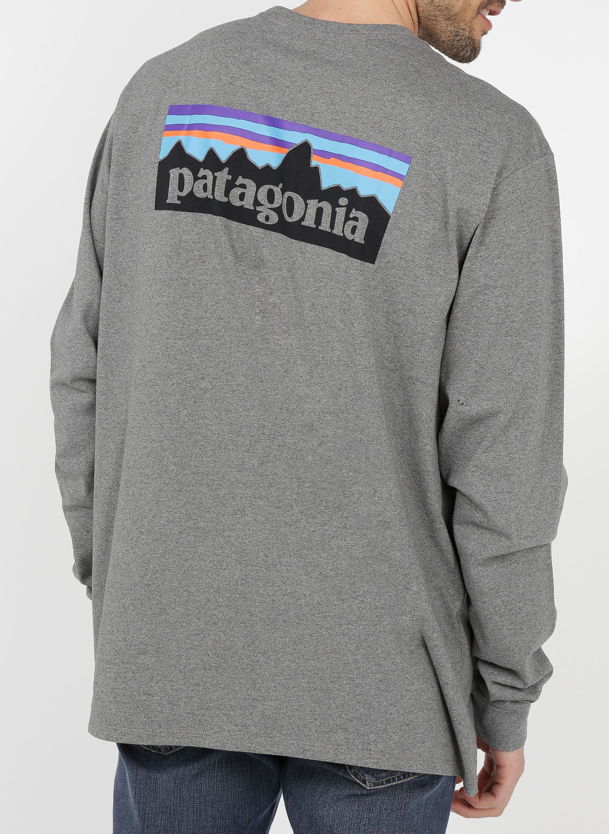Tee-shirt col rond regular-fit sérigraphié en coton recyclé mélangé PATAGONIA Gris