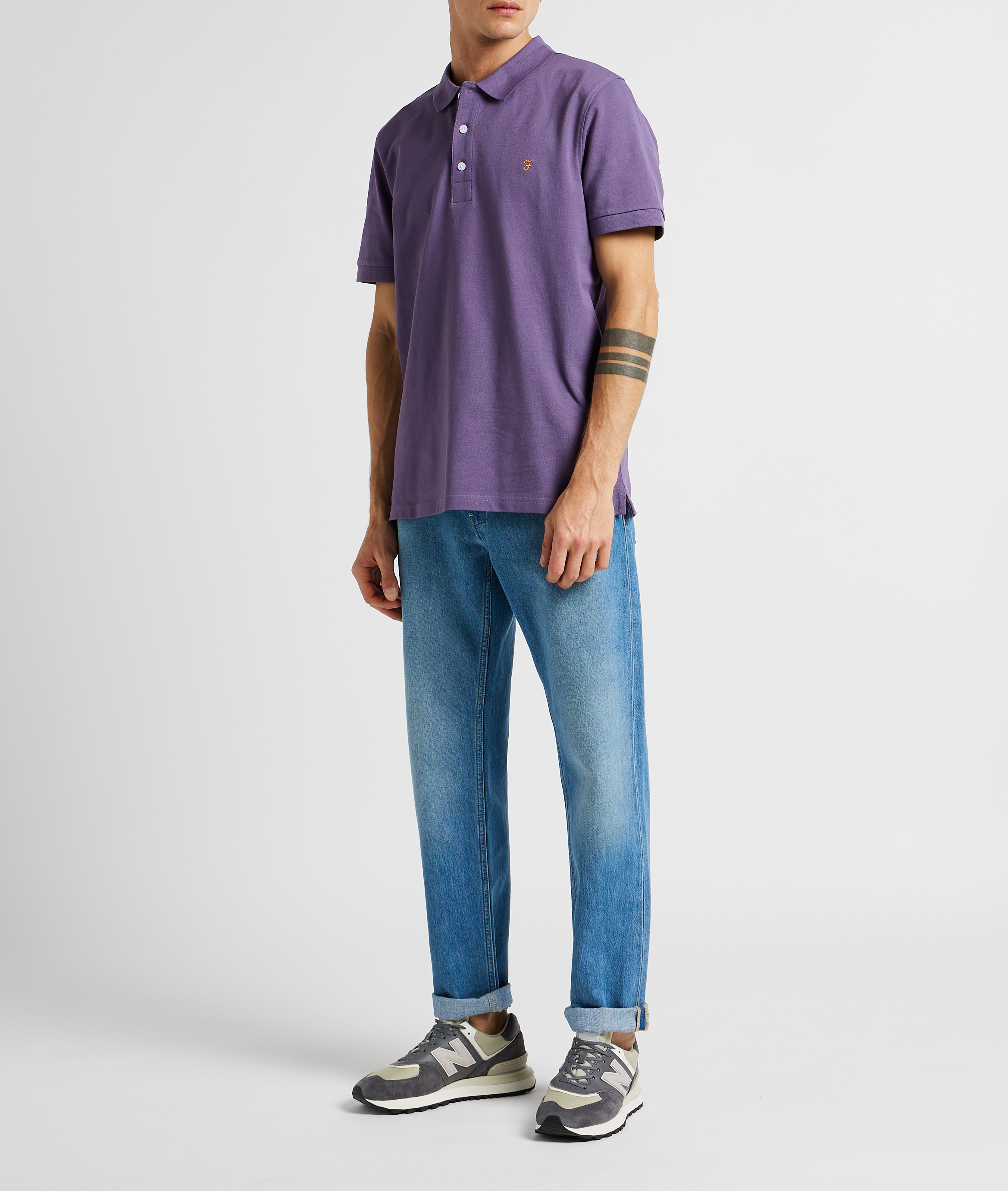 Short-sleeved organic cotton polo shirt FARAH Purple