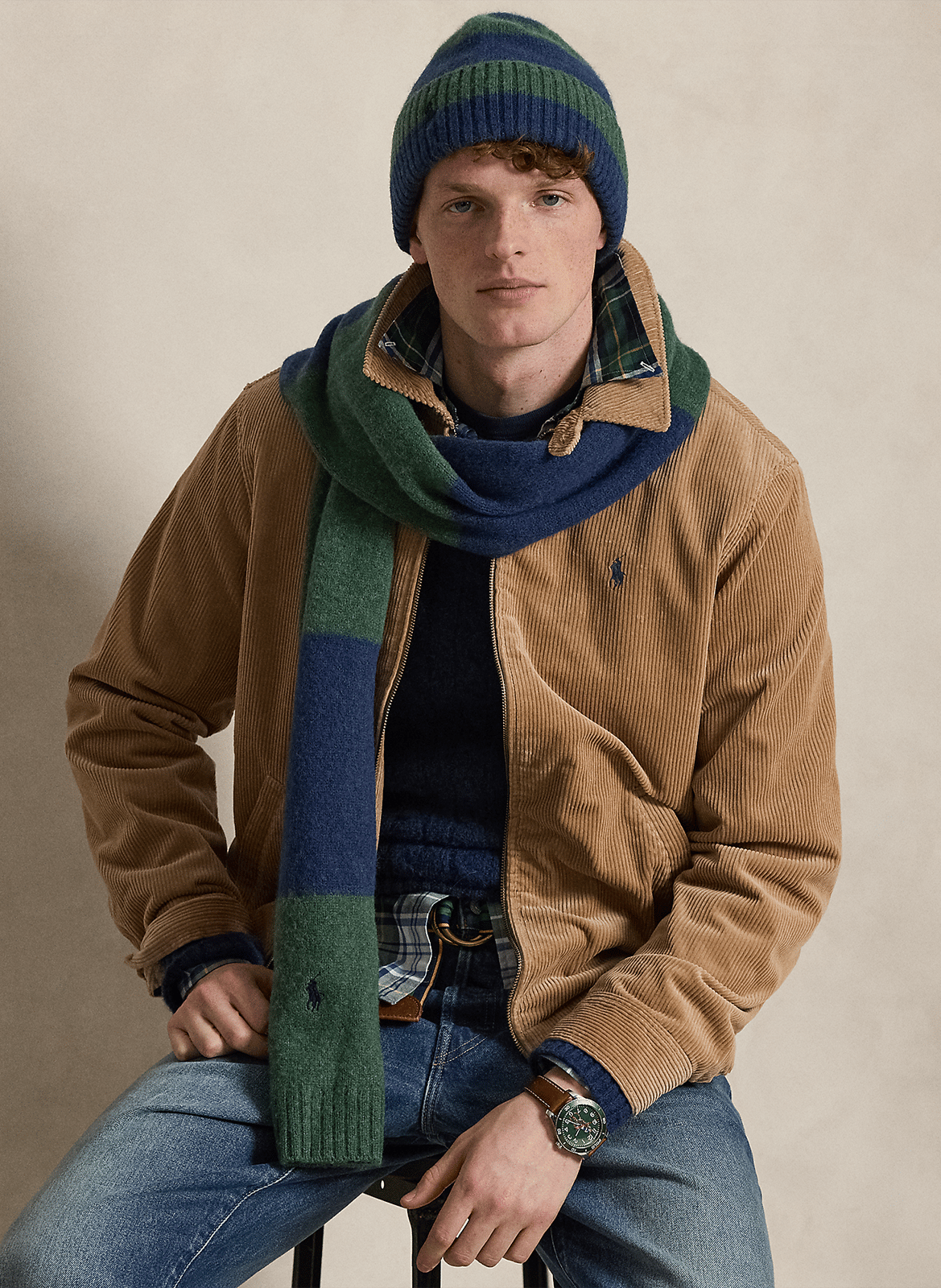 Cotton straight jacket with classic collar POLO RALPH LAUREN Brown