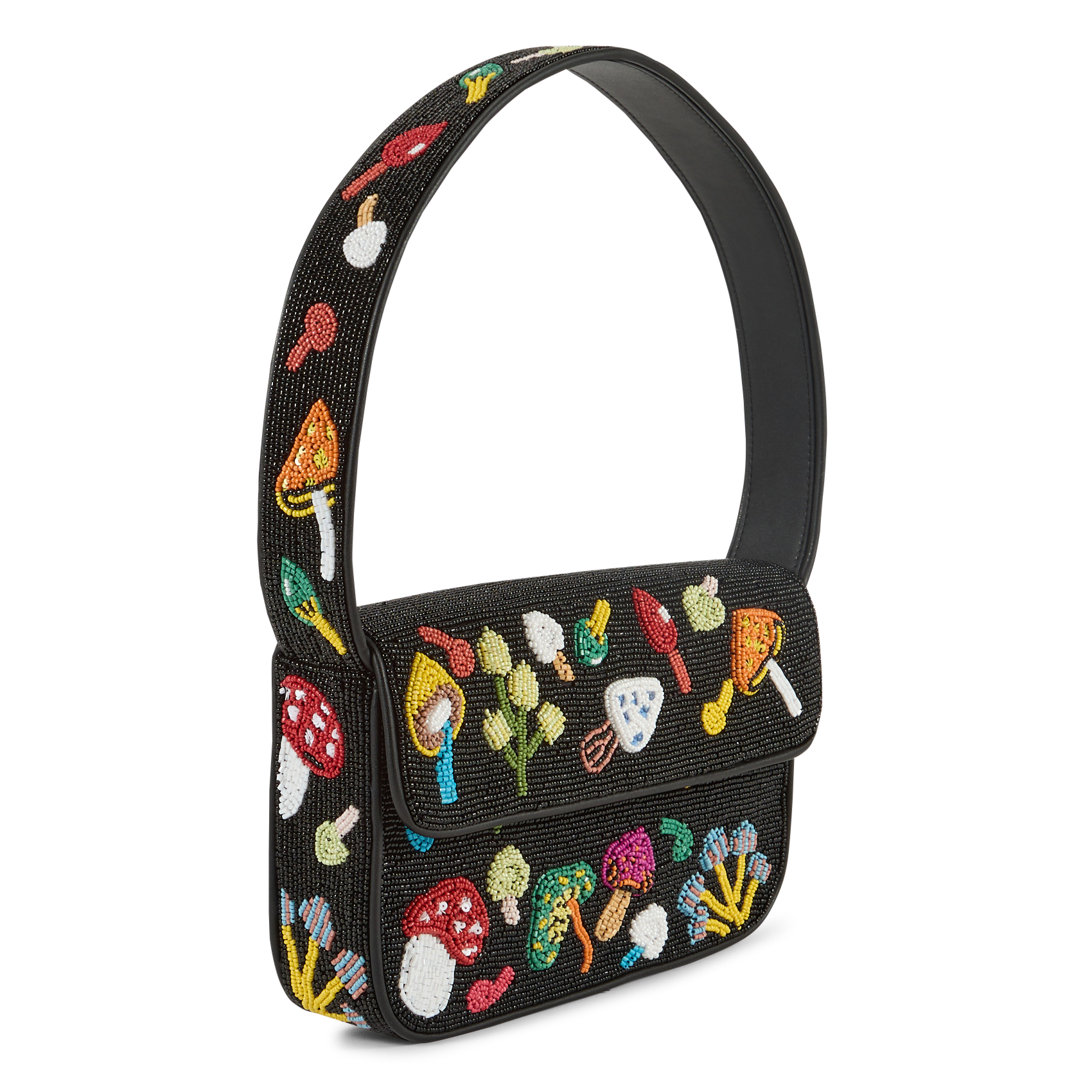 Sac épaule à perles motif champignons STAUD Multicolore