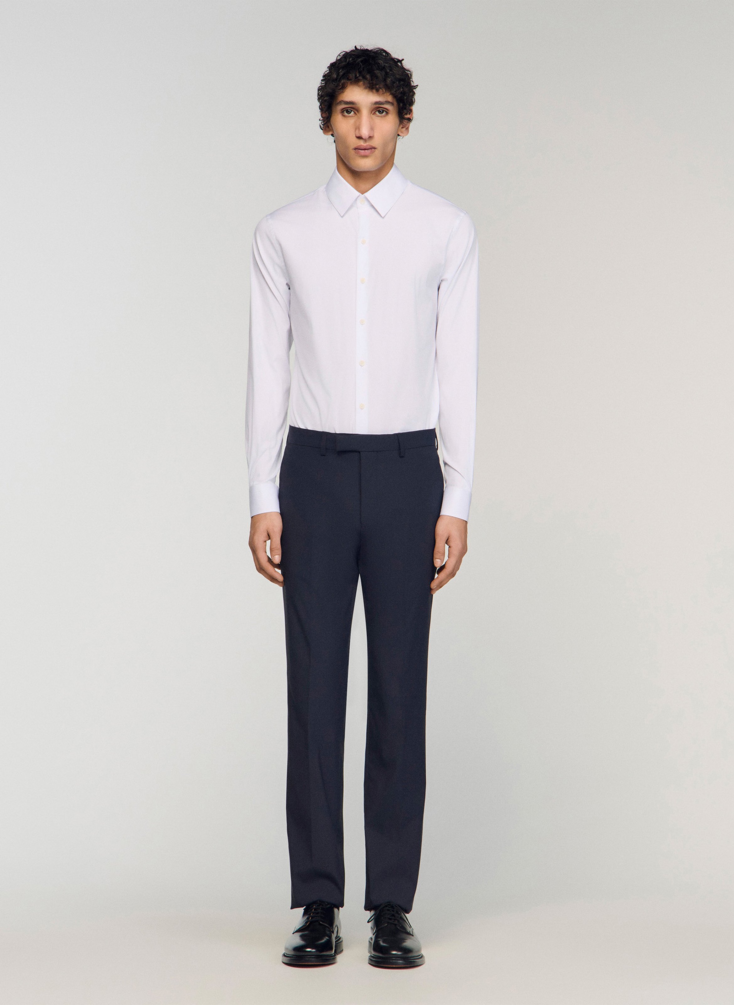 Straight-fit overhemd van katoenmix SANDRO Wit