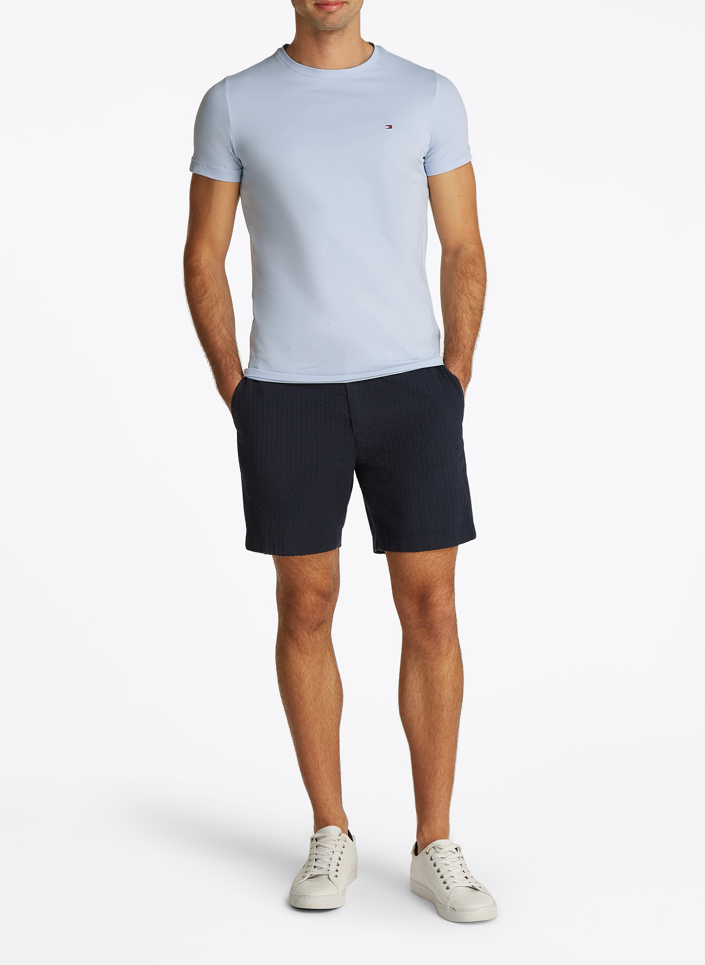 Rundhals-T-Shirt aus Bio-Baumwolle, Slim Fit TOMMY HILFIGER Blau