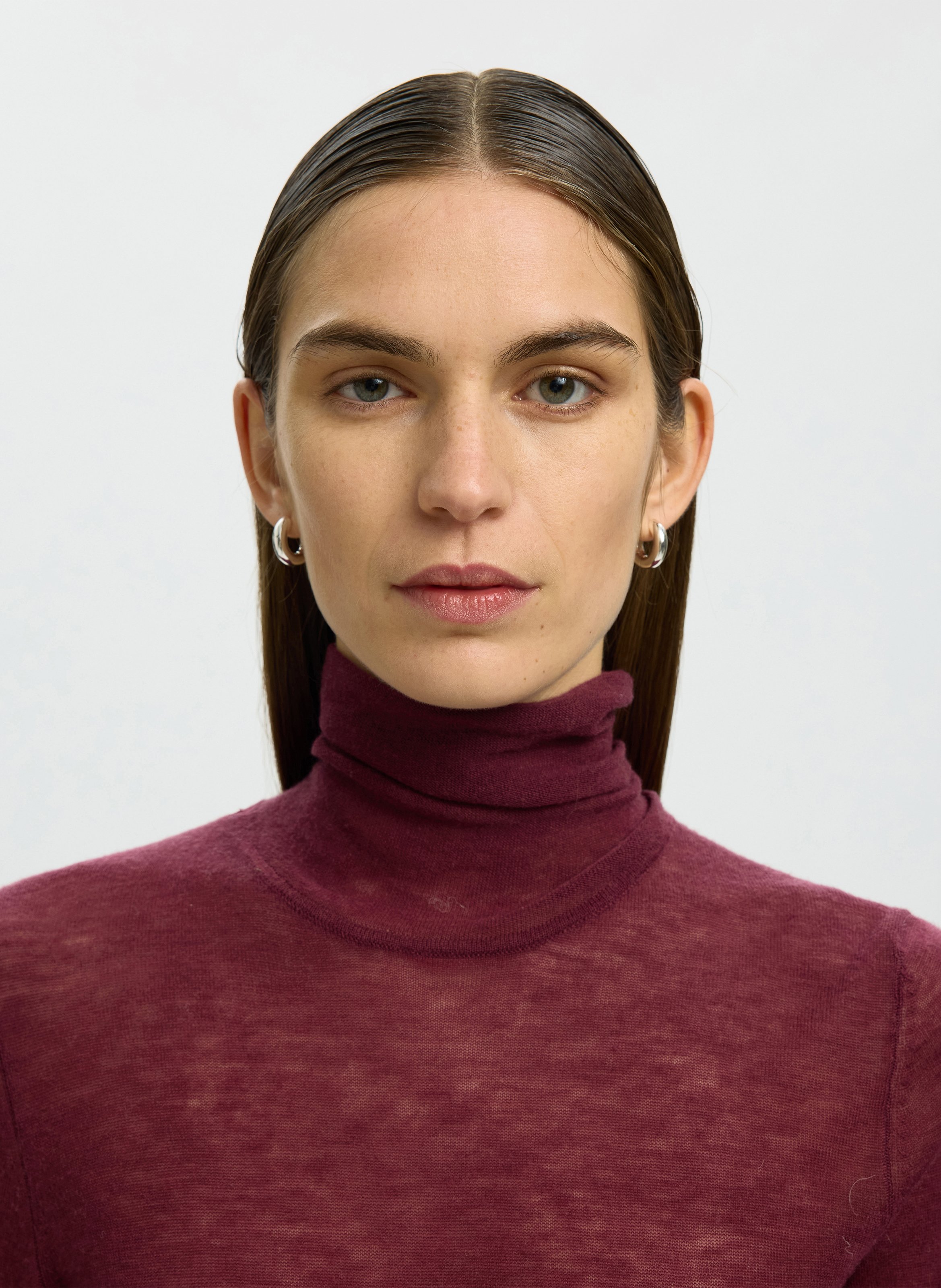 Tee-shirt col roulé uni en laine | Prune SELECTED Femme