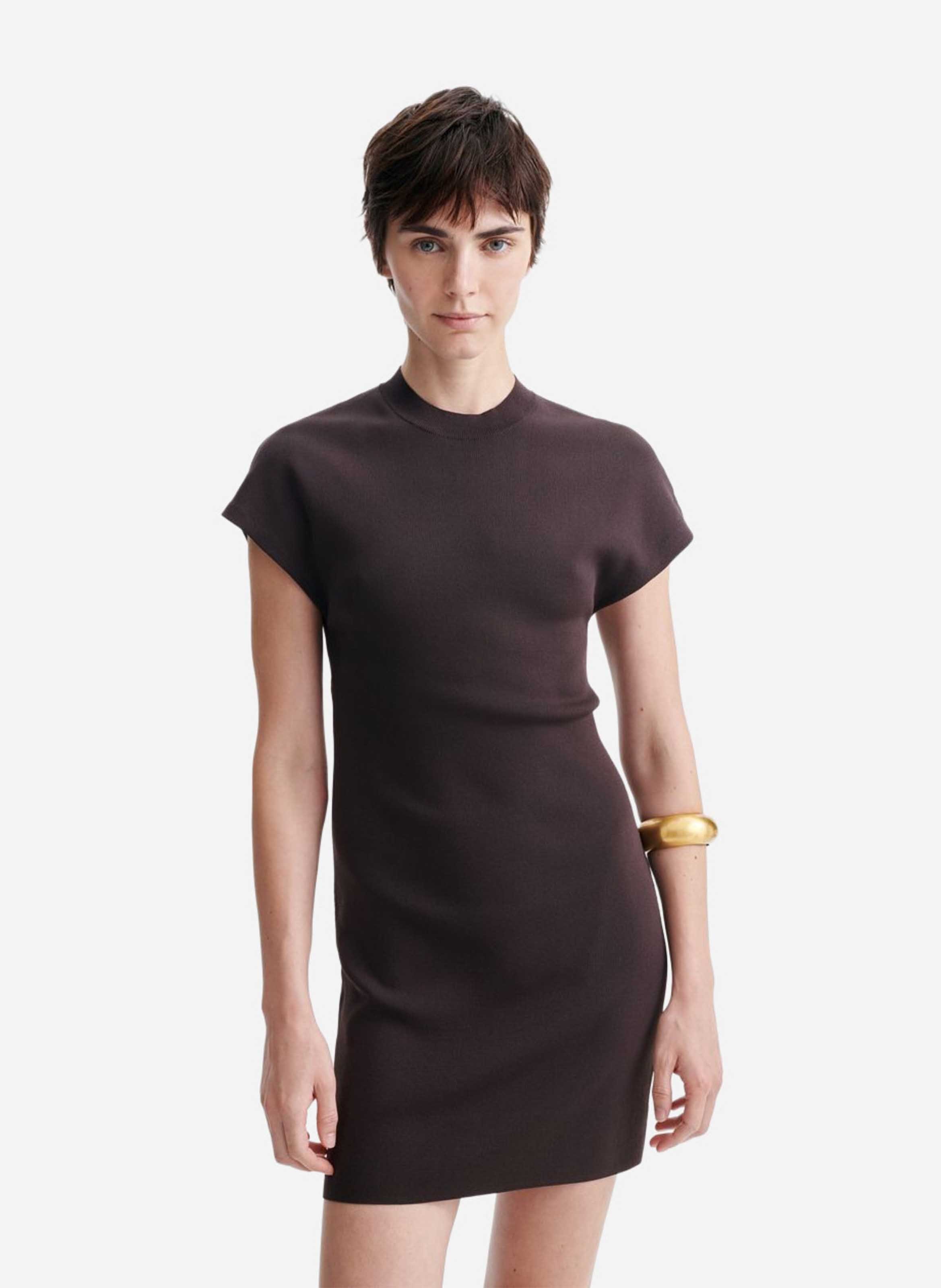 Robe court col rond VANESSA BRUNO Marron