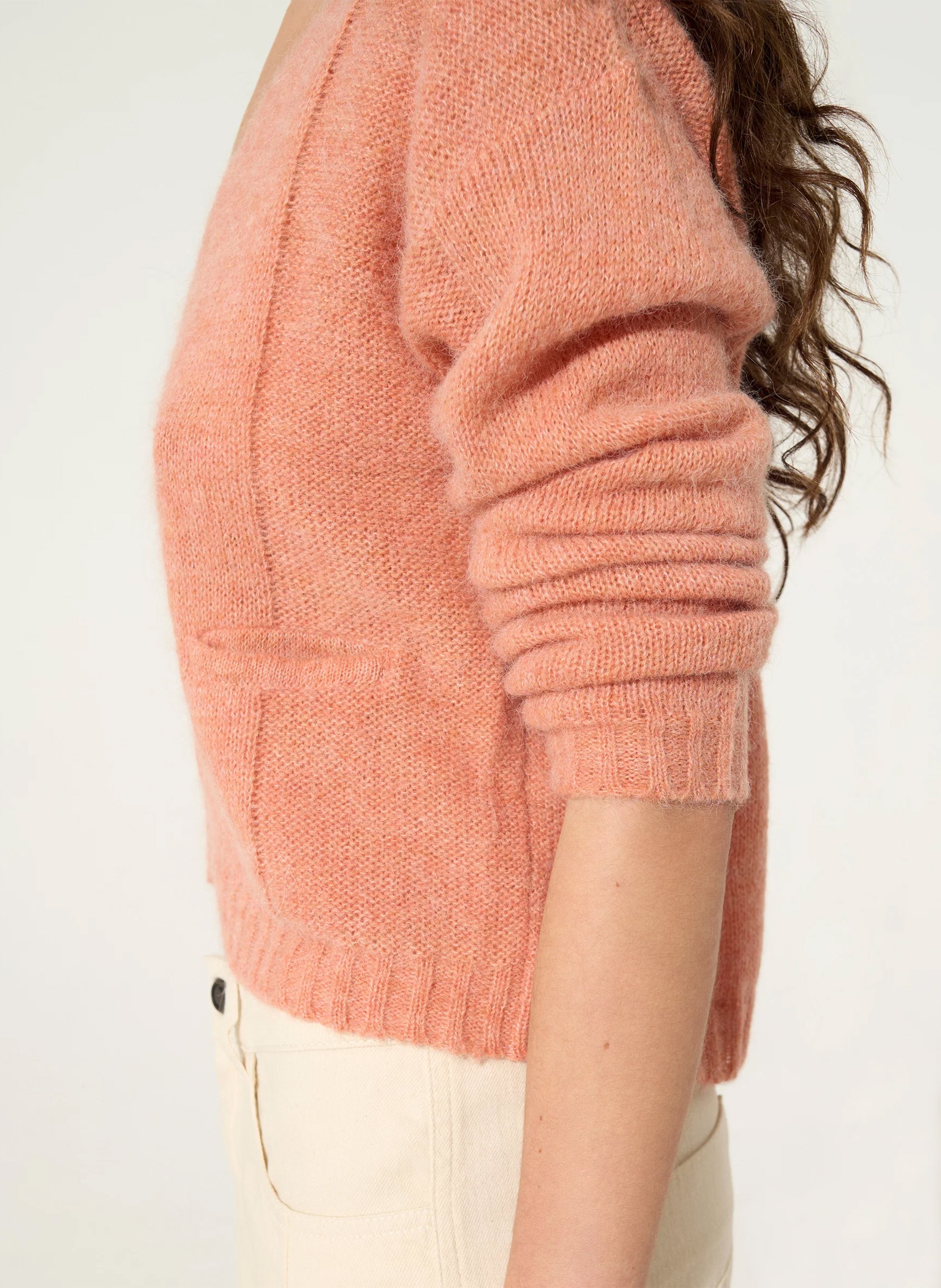 Weite Strickmix-Jacke mit V-Ausschnitt COTELAC ACOTE Orange