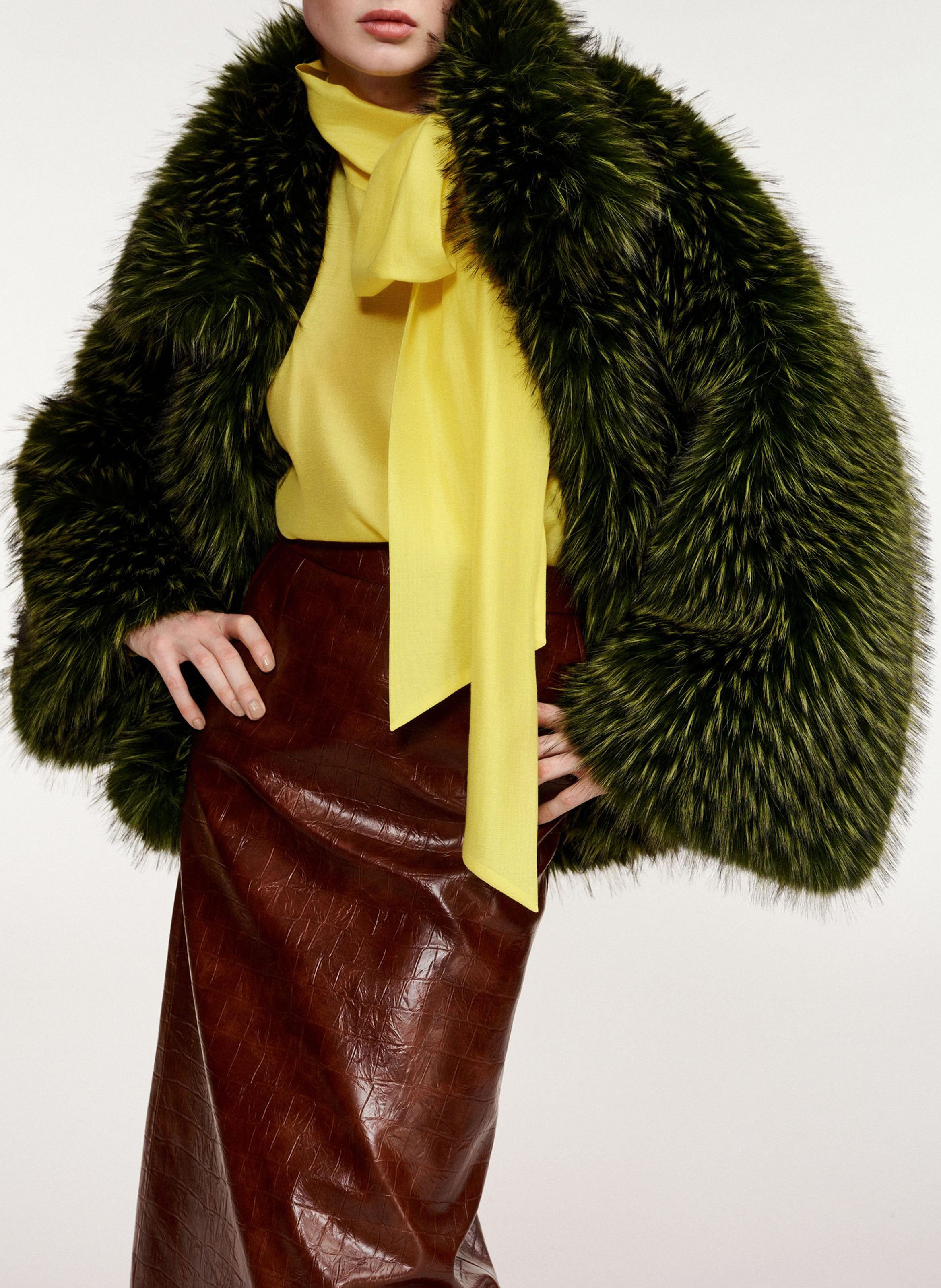 Oversized faux fur jacket ESSENTIEL ANTWERP Green