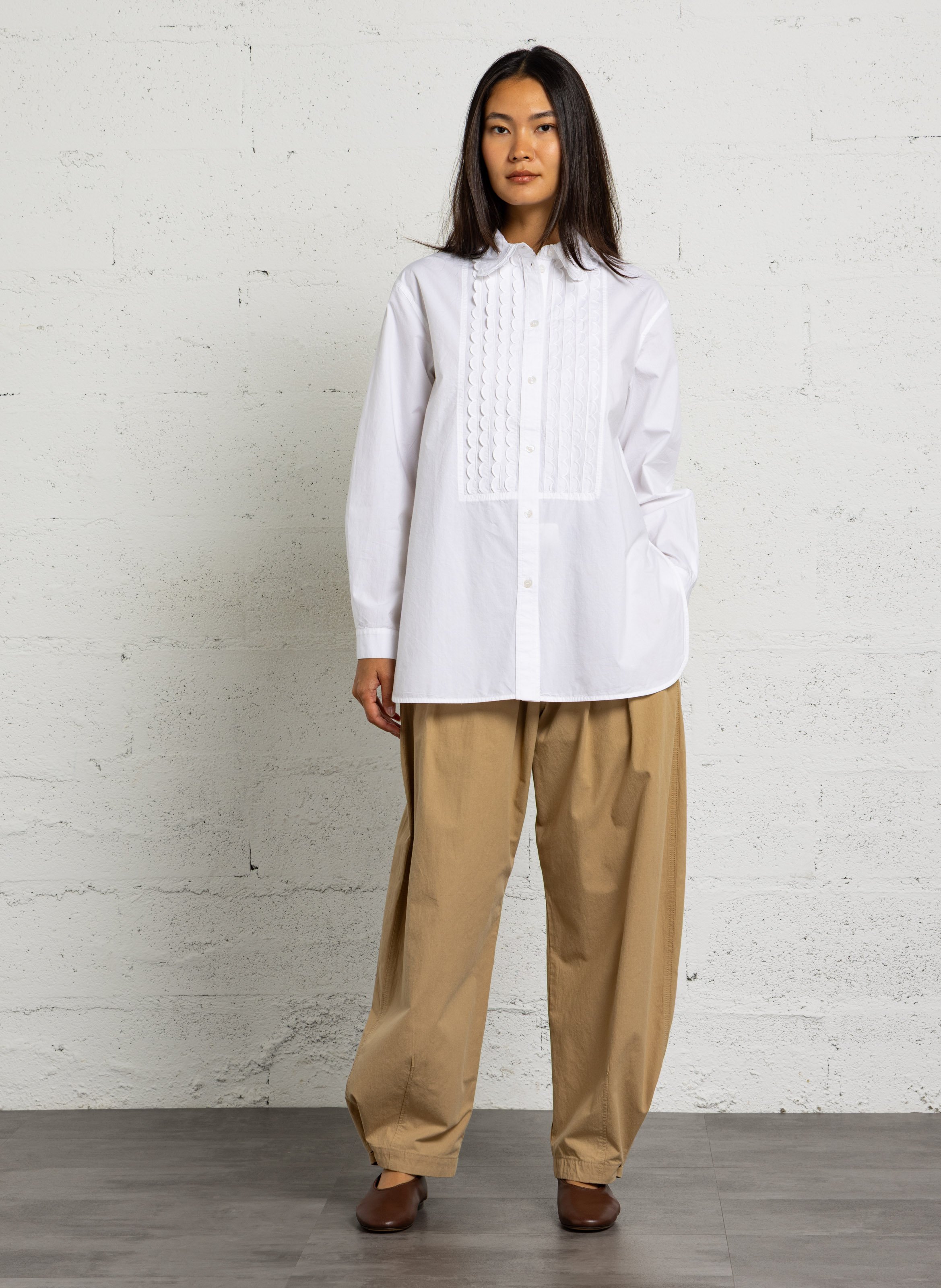 Wijde broek van biokatoen SOEUR Beige