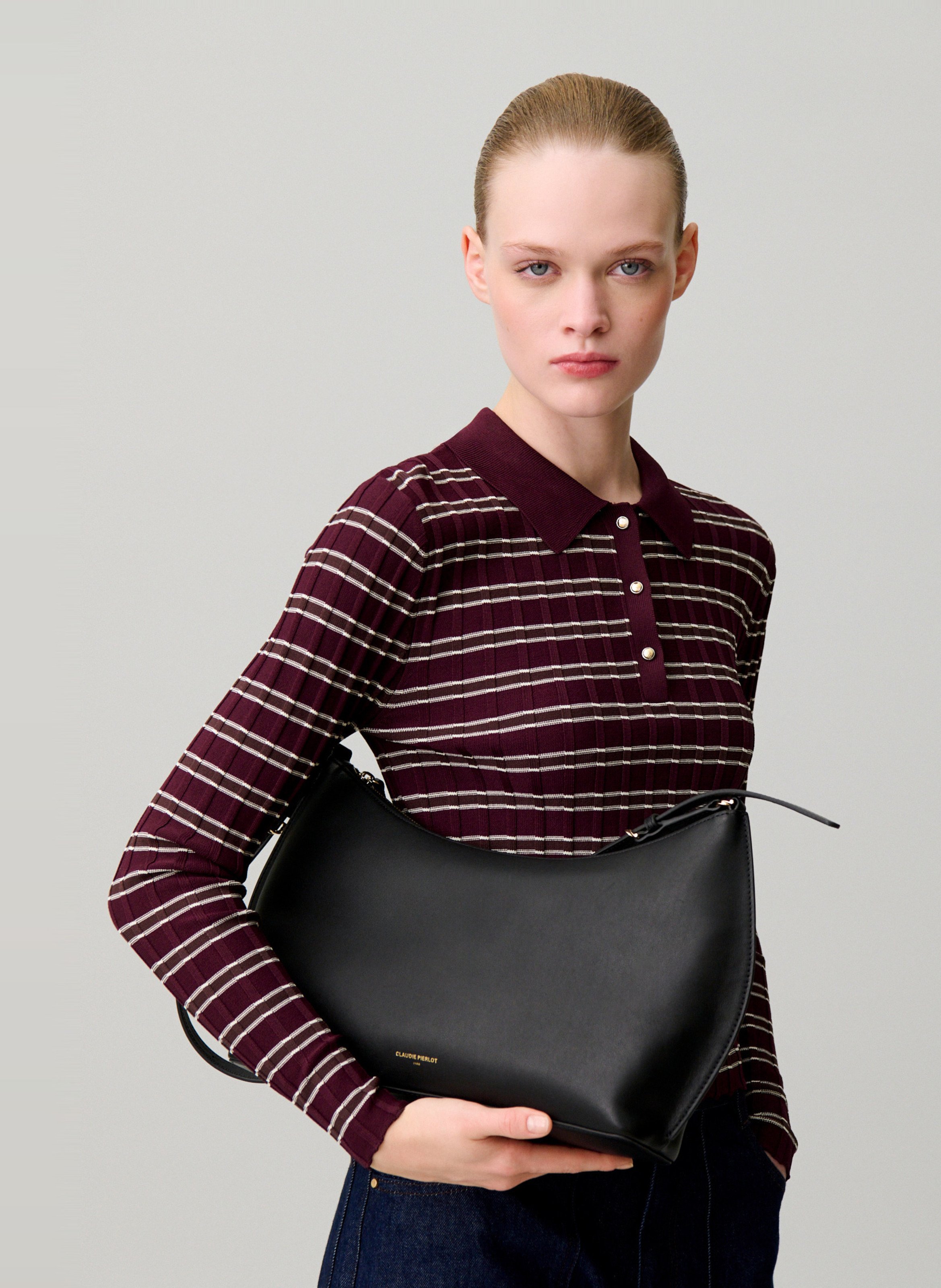 Sac porté épaule en cuir CLAUDIE PIERLOT Noir
