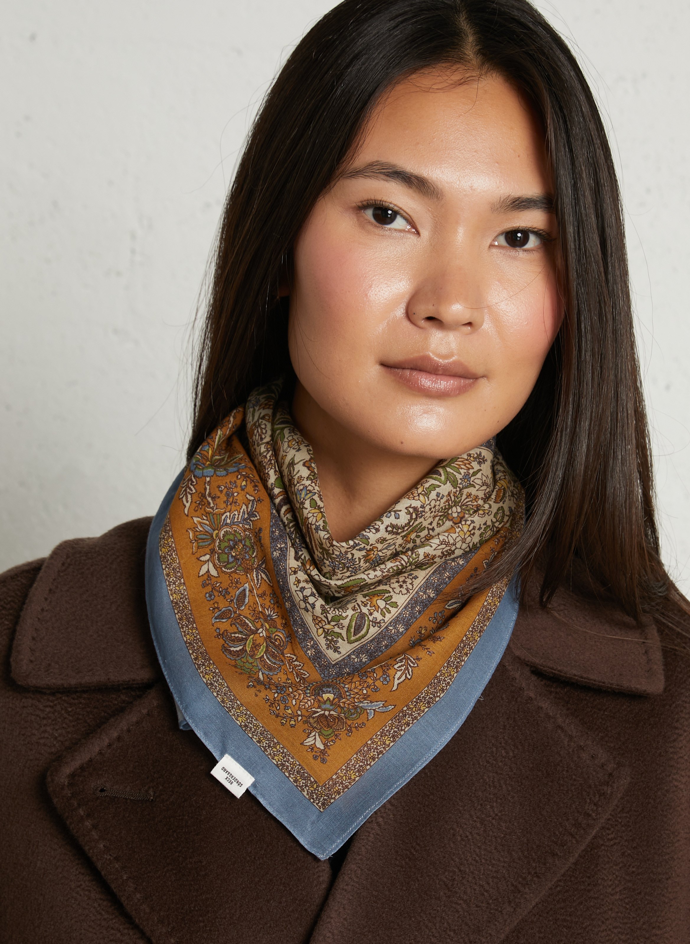 Foulard carré imprimé en coton BECKSONDERGAARD Bleu
