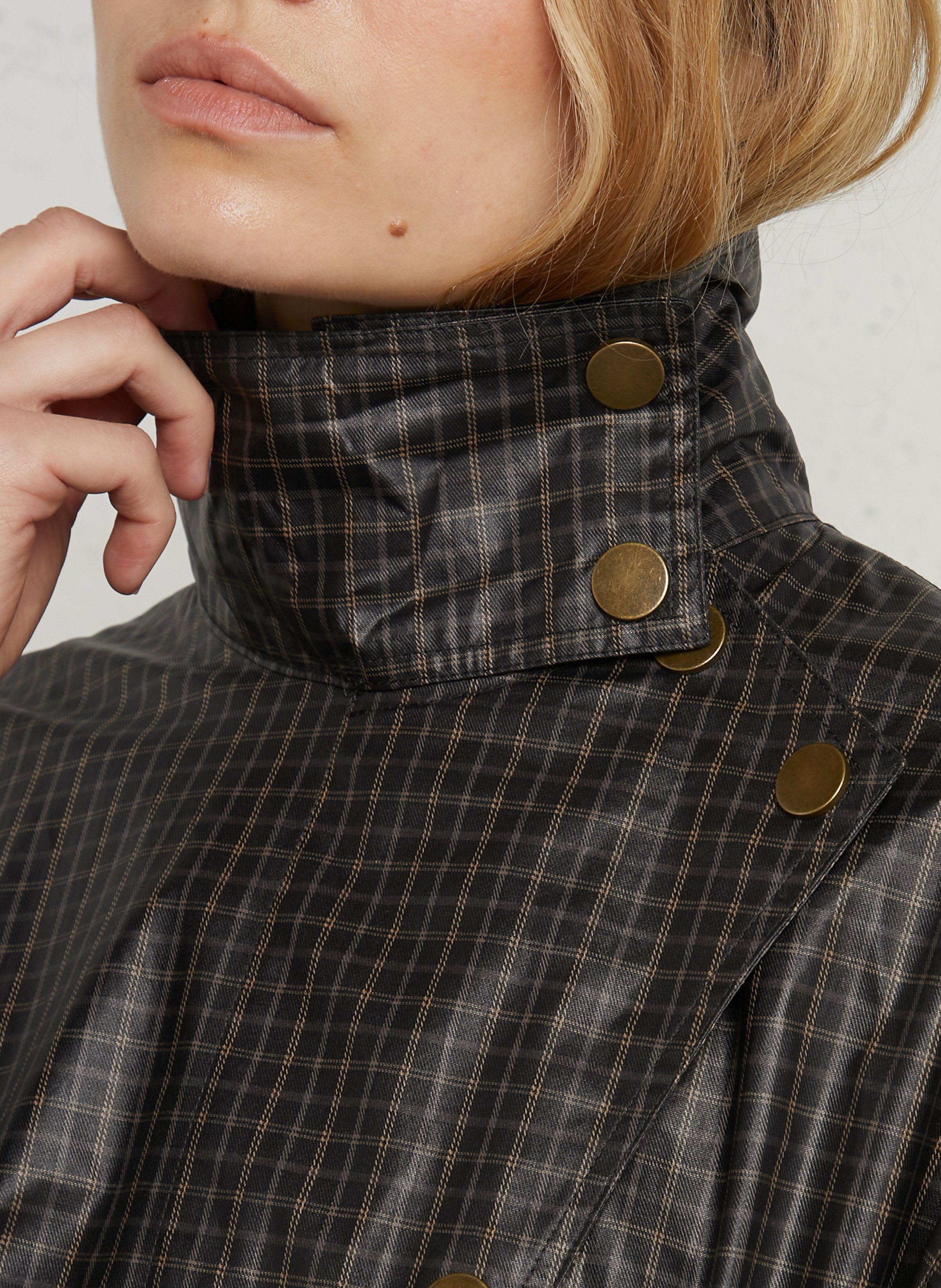 Straight-fit high-neck cotton windbreaker with belt LEON & HARPER Black