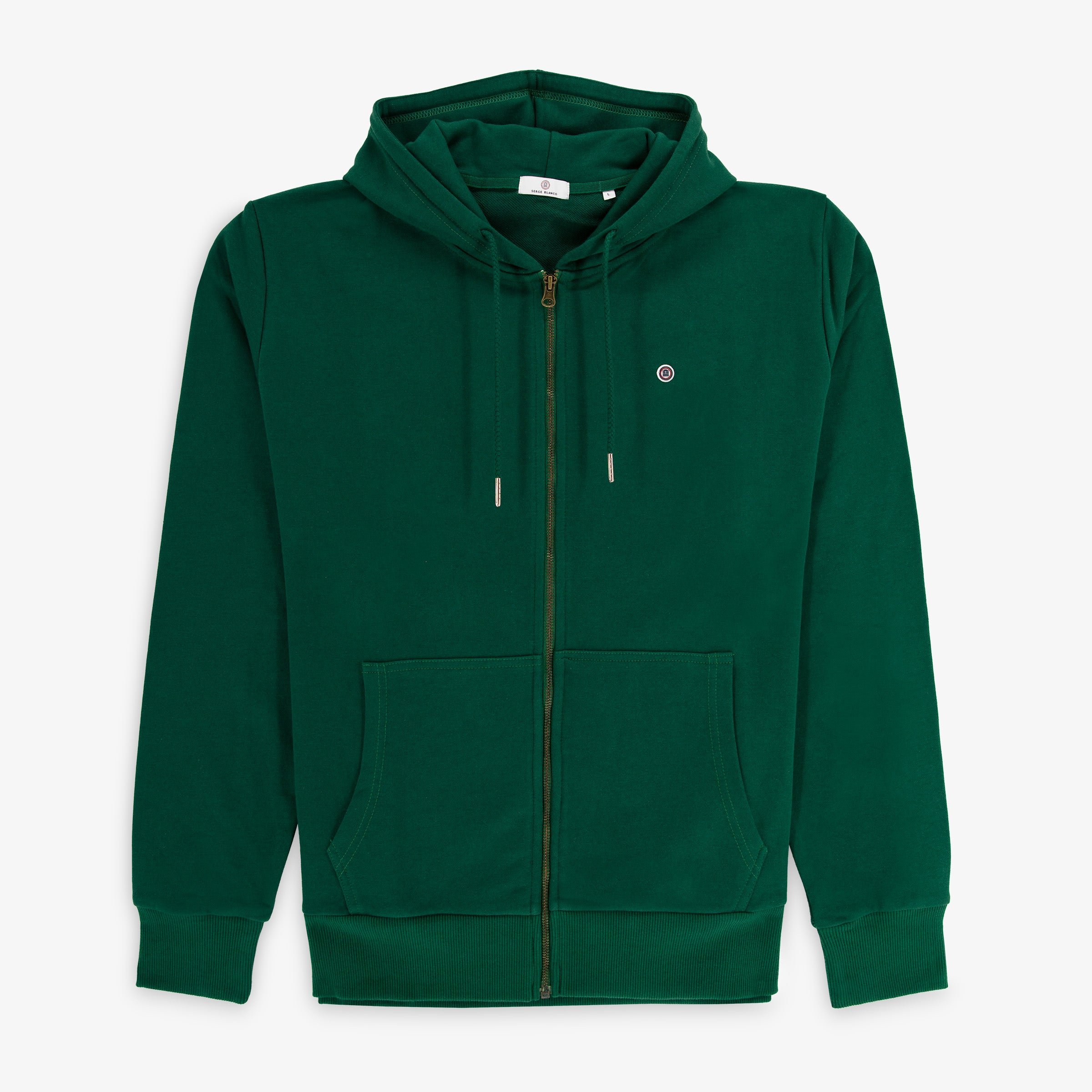 Zip-up hoodie in brushed cotton fleece SERGE BLANCO Green