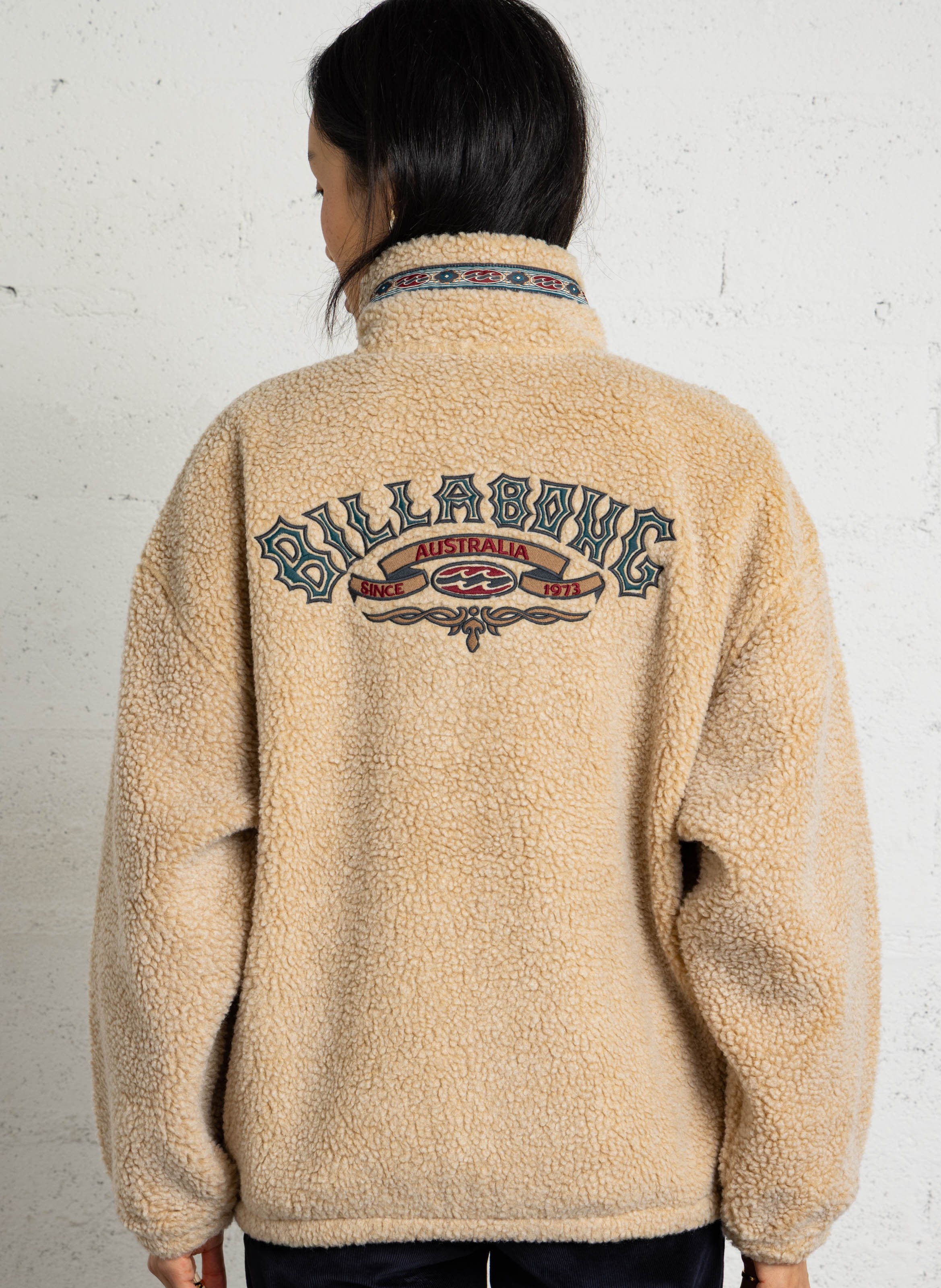Ruime fleece met opstaande kraag, ritssluiting en borduursel BILLABONG Beige