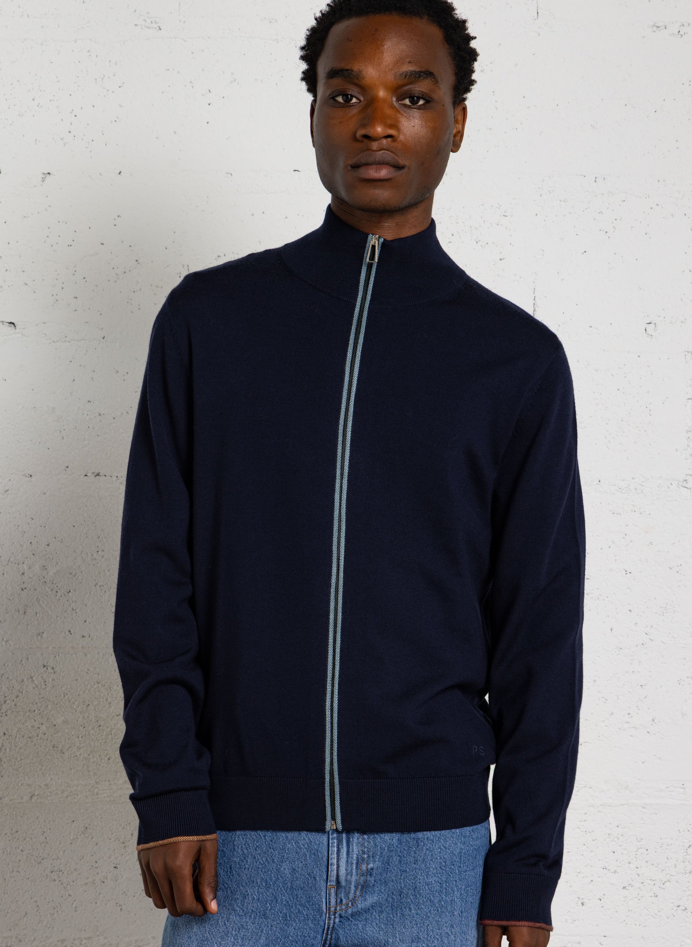 Gilet col montant en laine PAUL SMITH Bleu