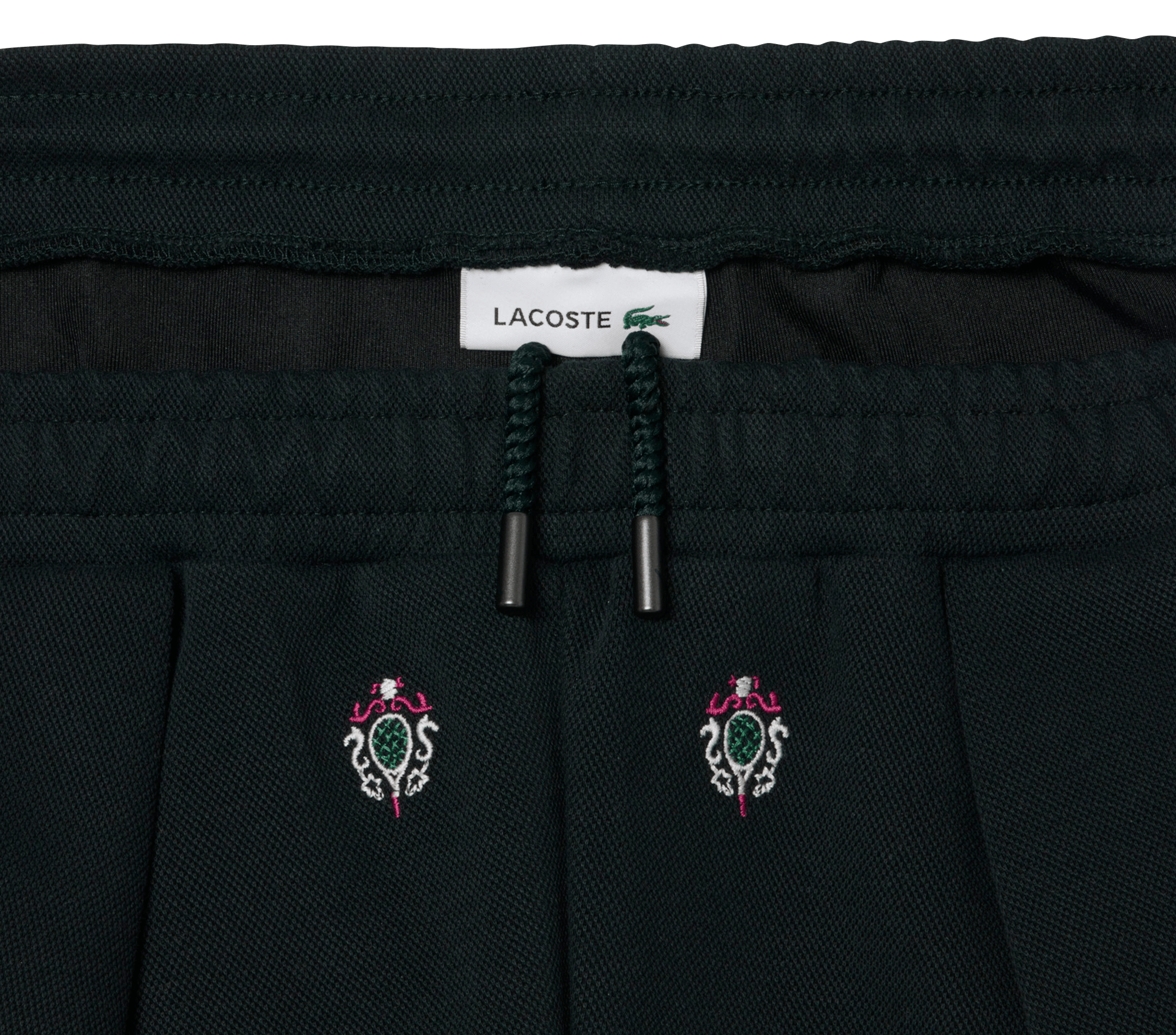 Cotton-blend straight-cut embroidered shorts LACOSTE Green