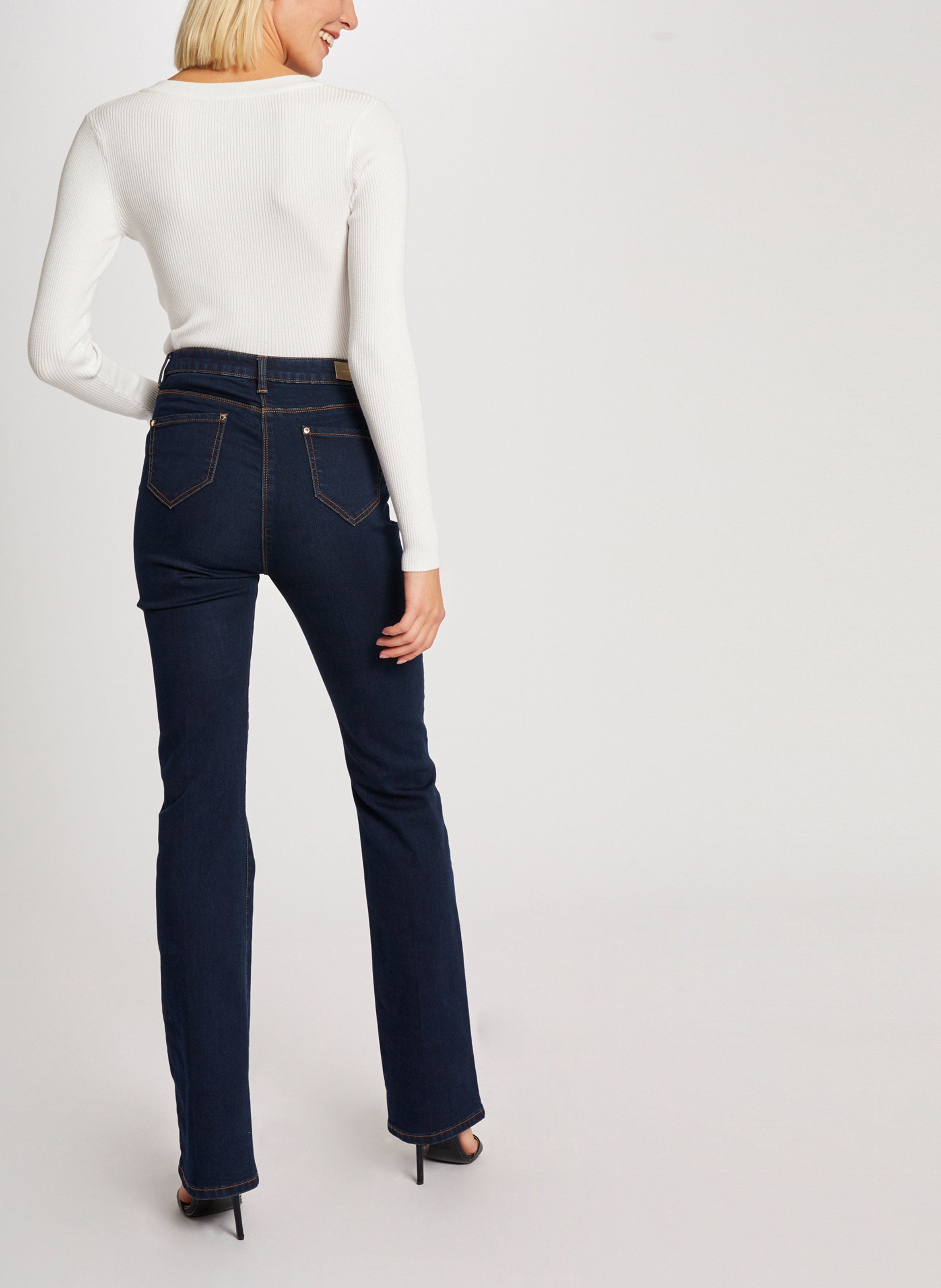 Pull col V boutonné en maille côtelée MORGAN Beige