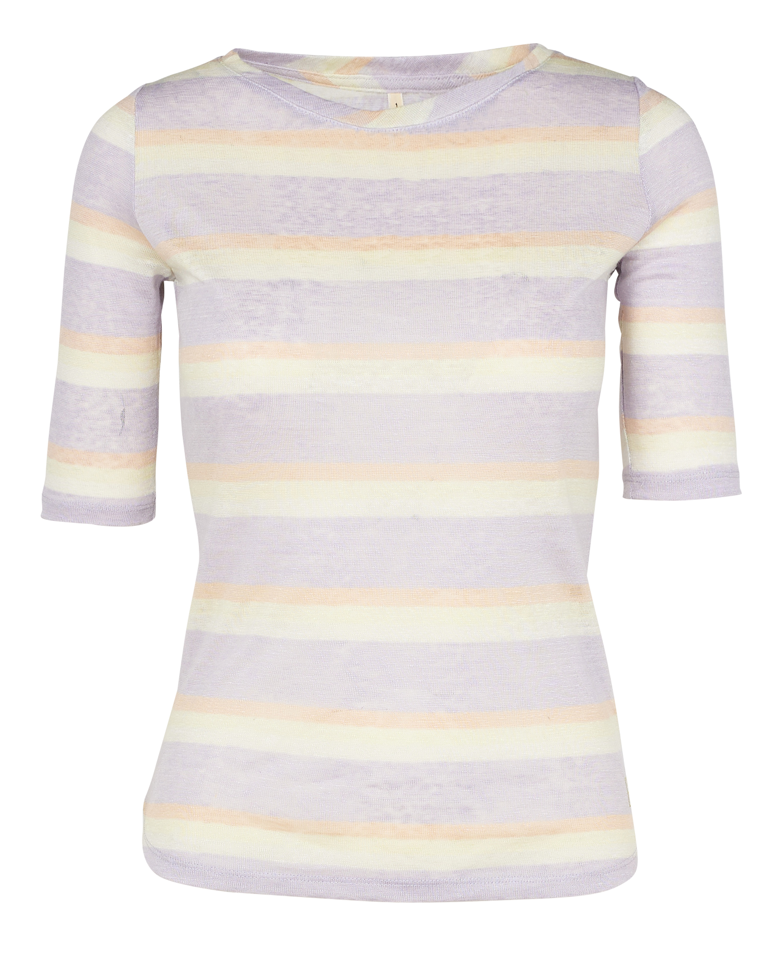 Gestreept, linnen T-shirt met ronde hals BELLEROSE Violet