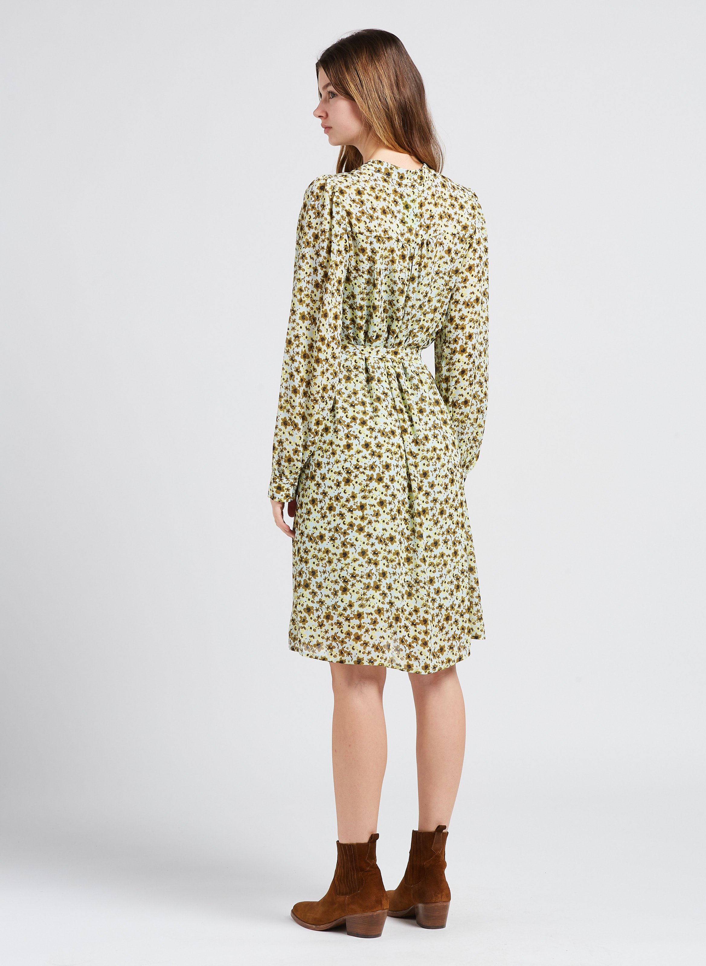 Robe midi col rond à fleurs  MOSS COPENHAGEN Multicolore