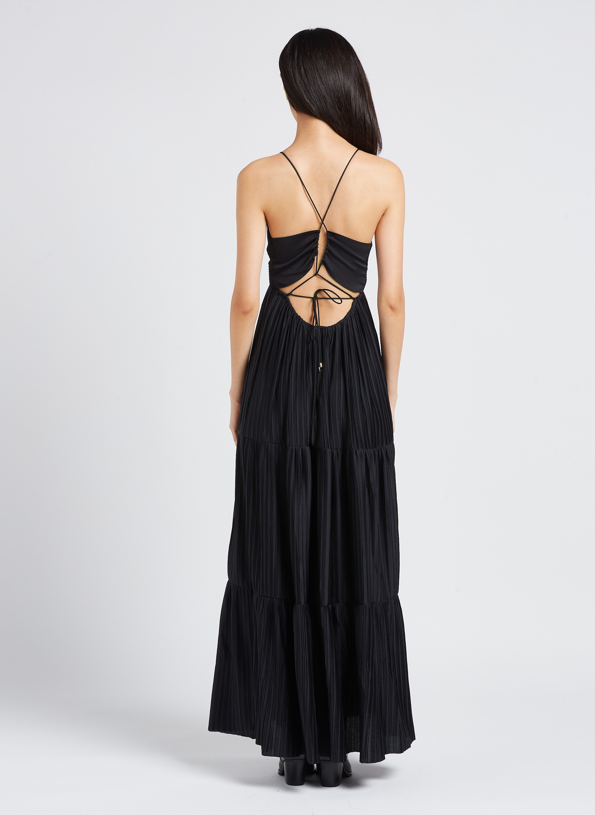 Robe longue col V plissée BA&SH Noir