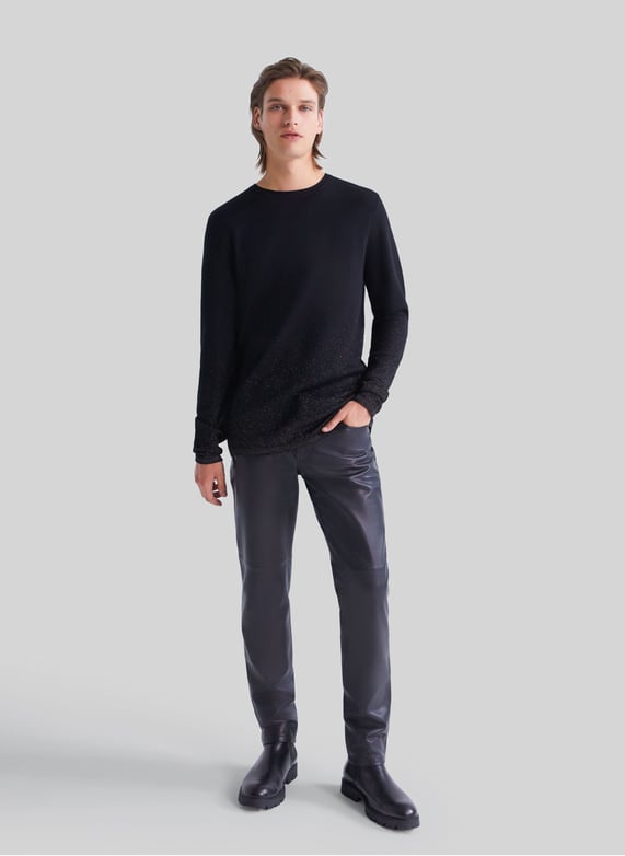 Pantalon Slim En Cuir Noir Ikks Homme MX22173 02 NOIR Place des Tendances