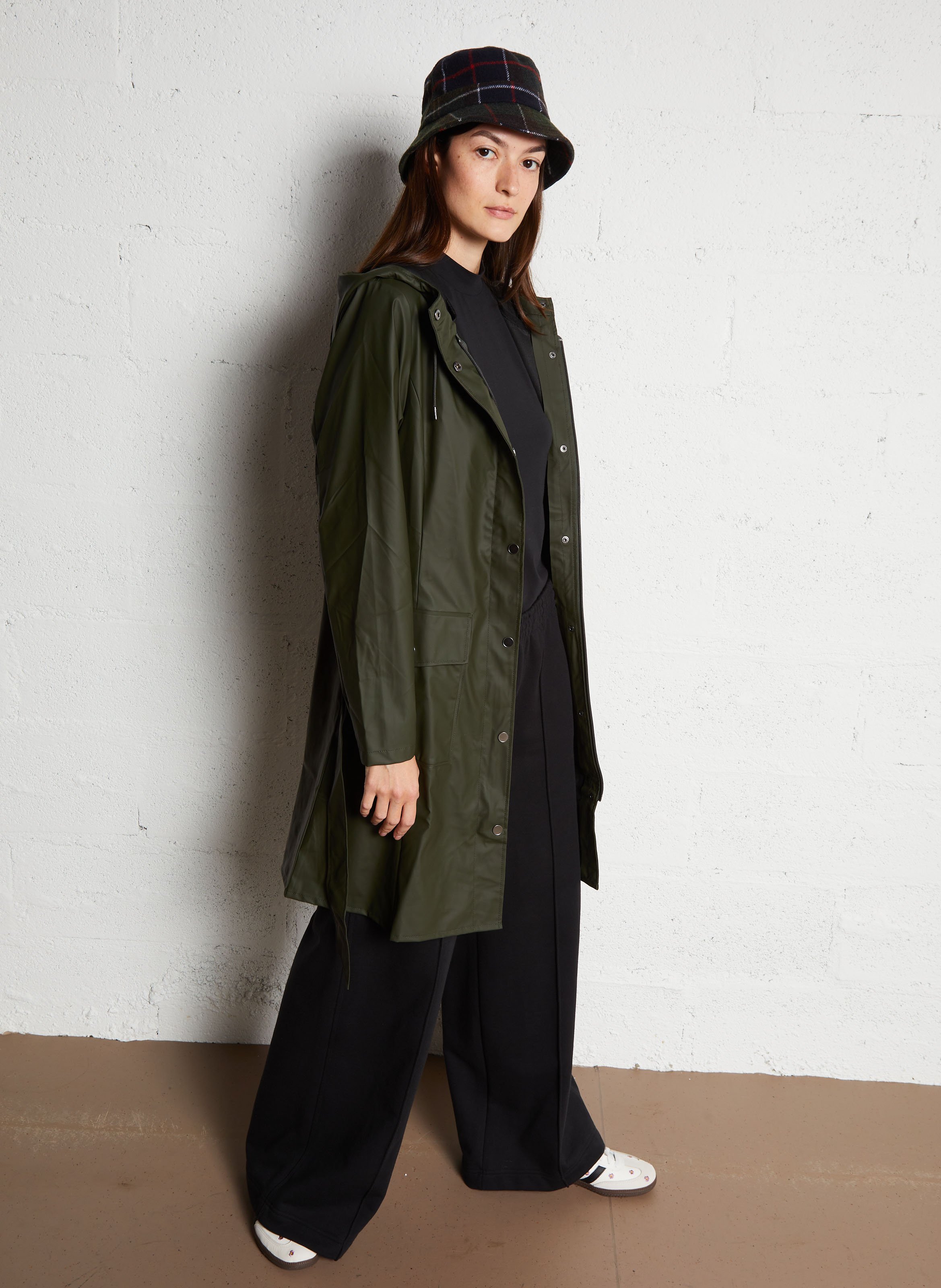 Trench imperméable à capuche Vert