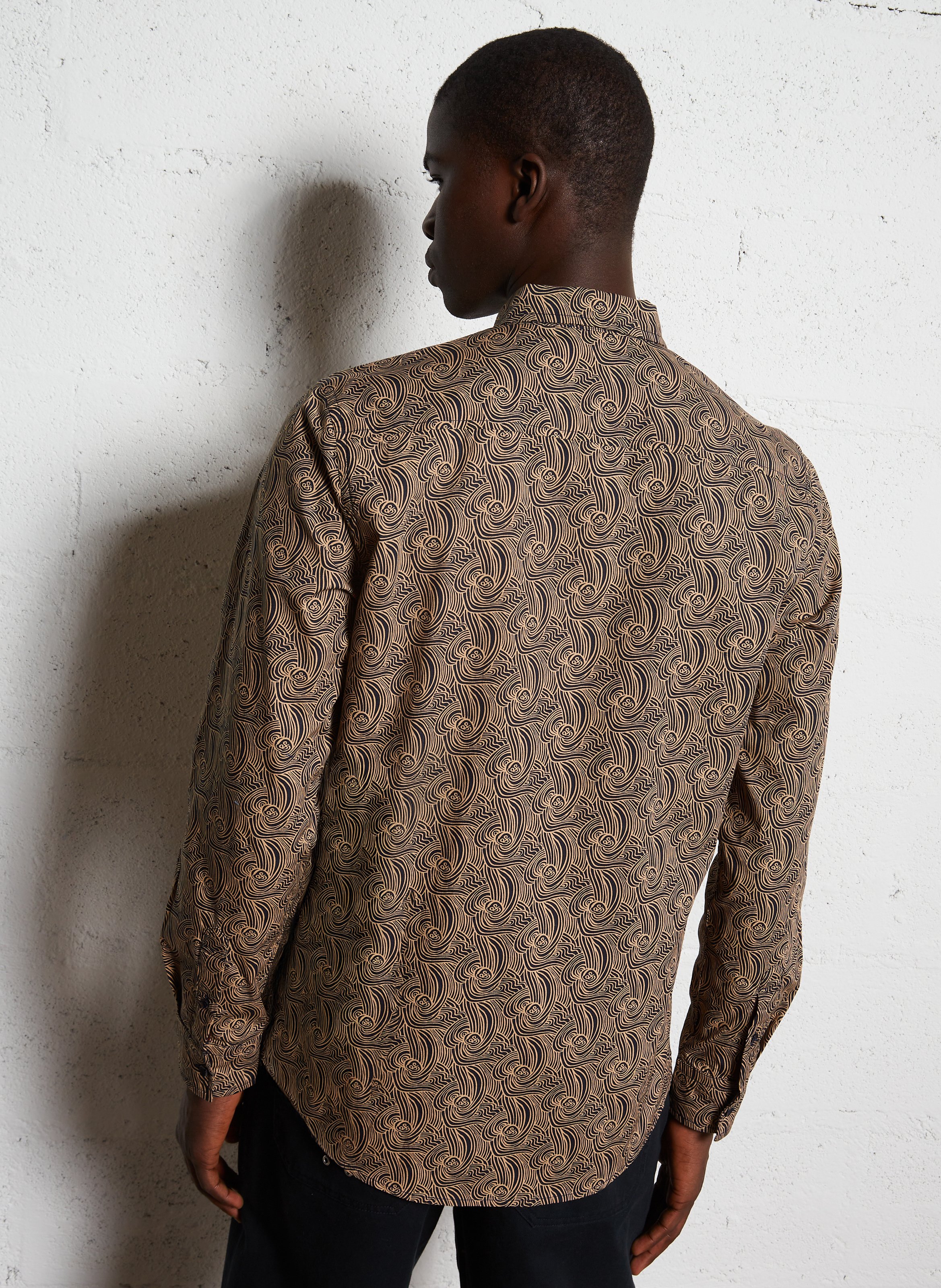 Recht, katoenen overhemd met print SCOTCH AND SODA Beige