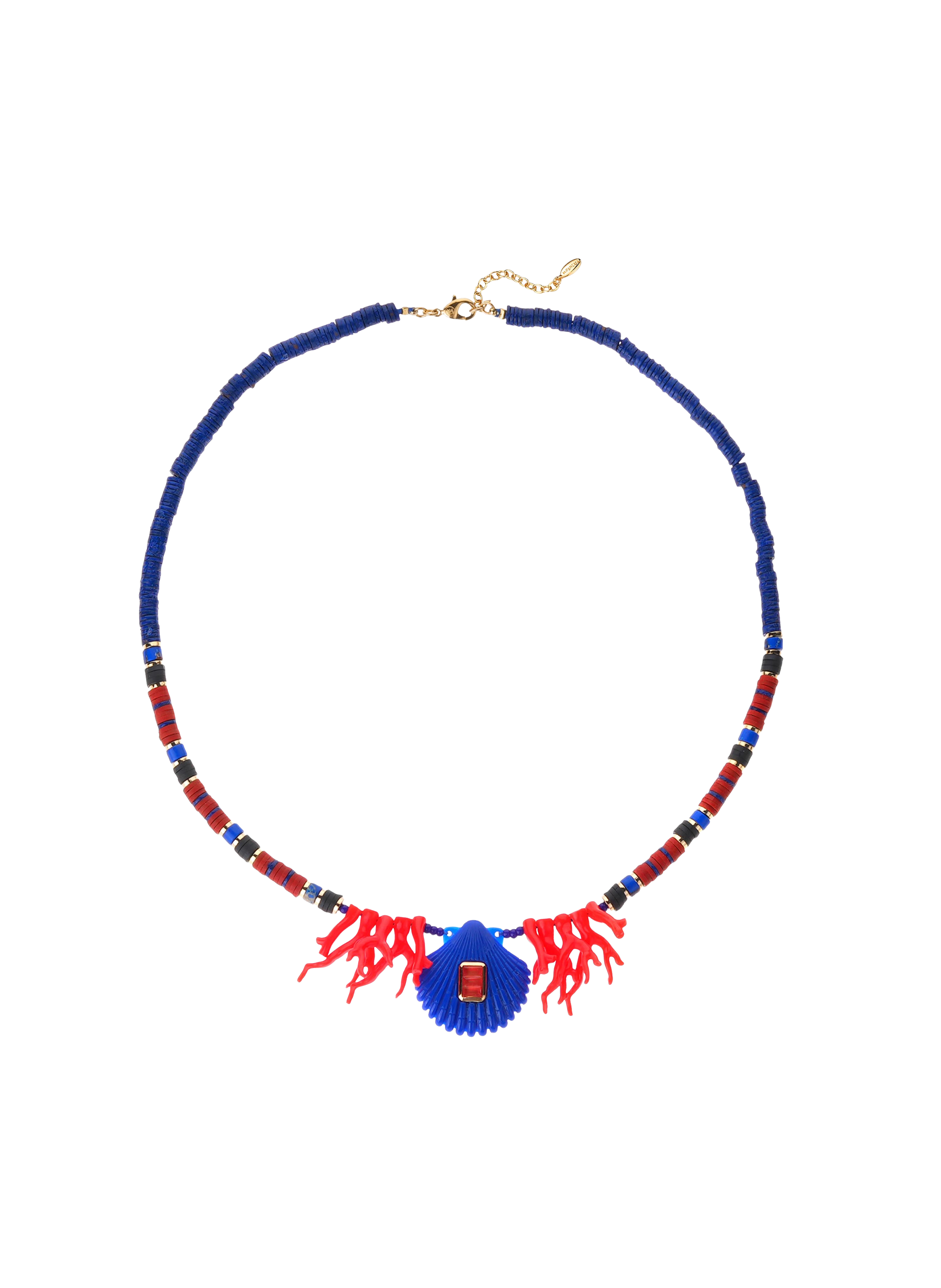 Necklace with central pendant beads HIPANEMA Blue