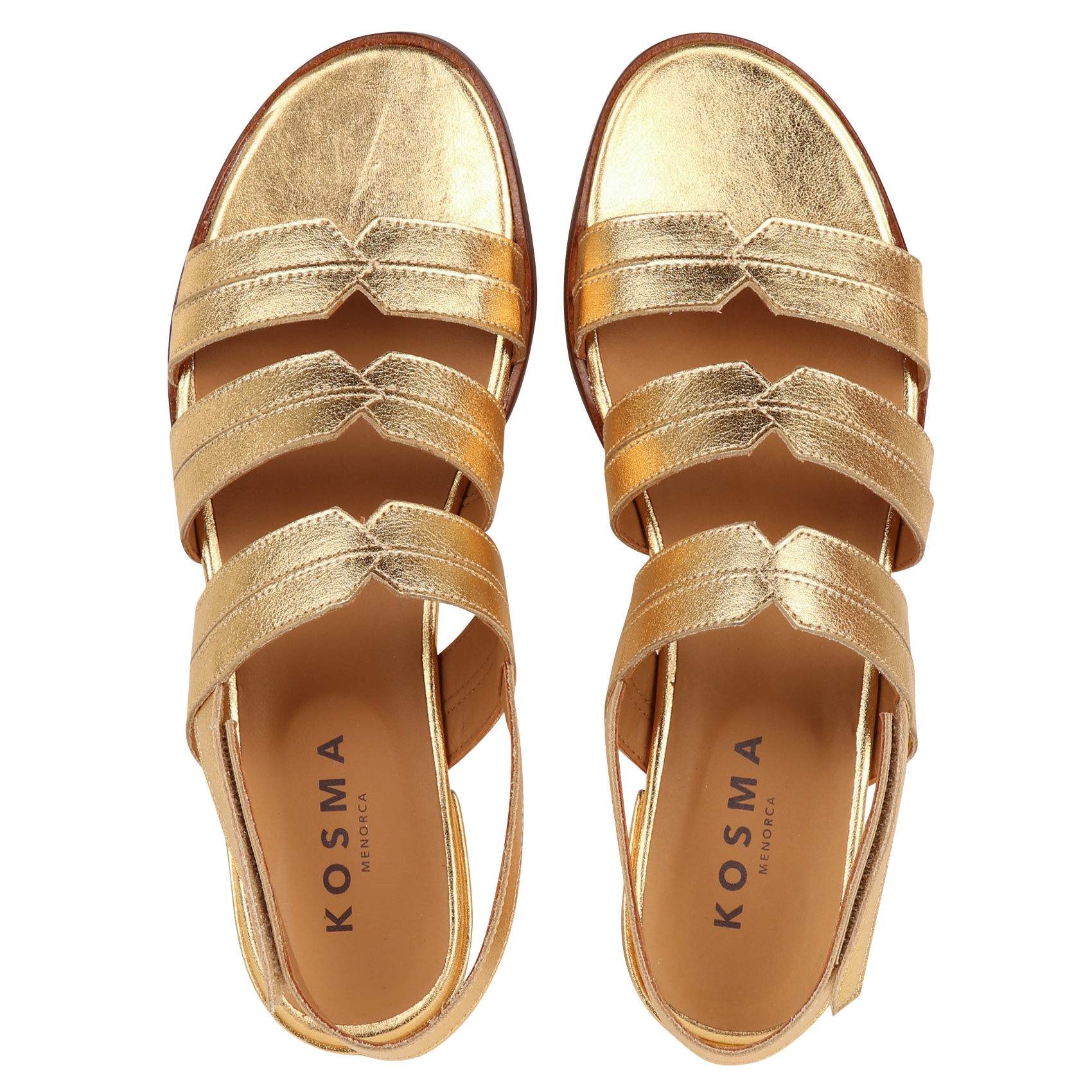 Sandales plates en cuir métallisé KOSMA MENORCA Doré