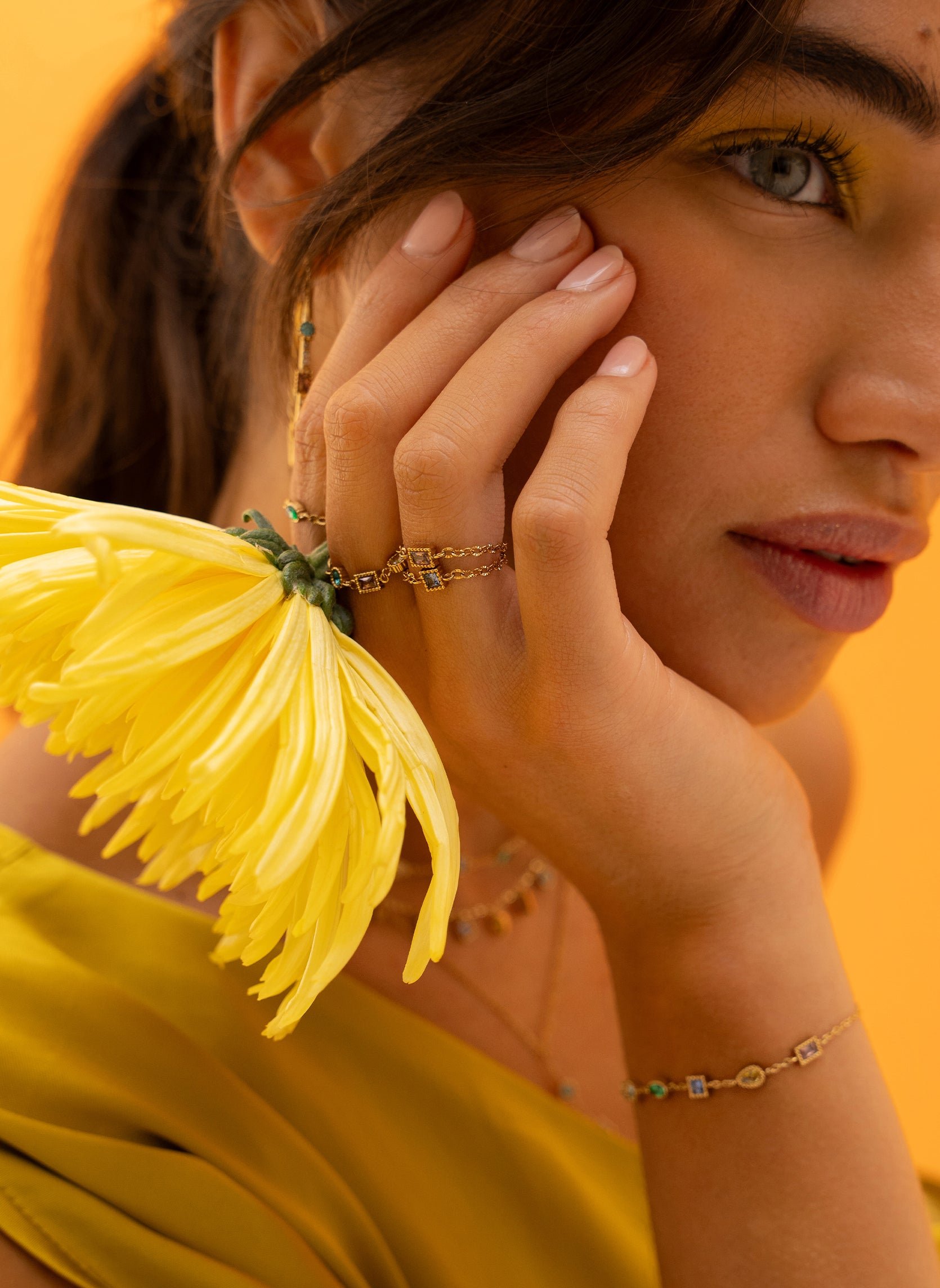 Daya rectangle chain ring AEC Paris Pink