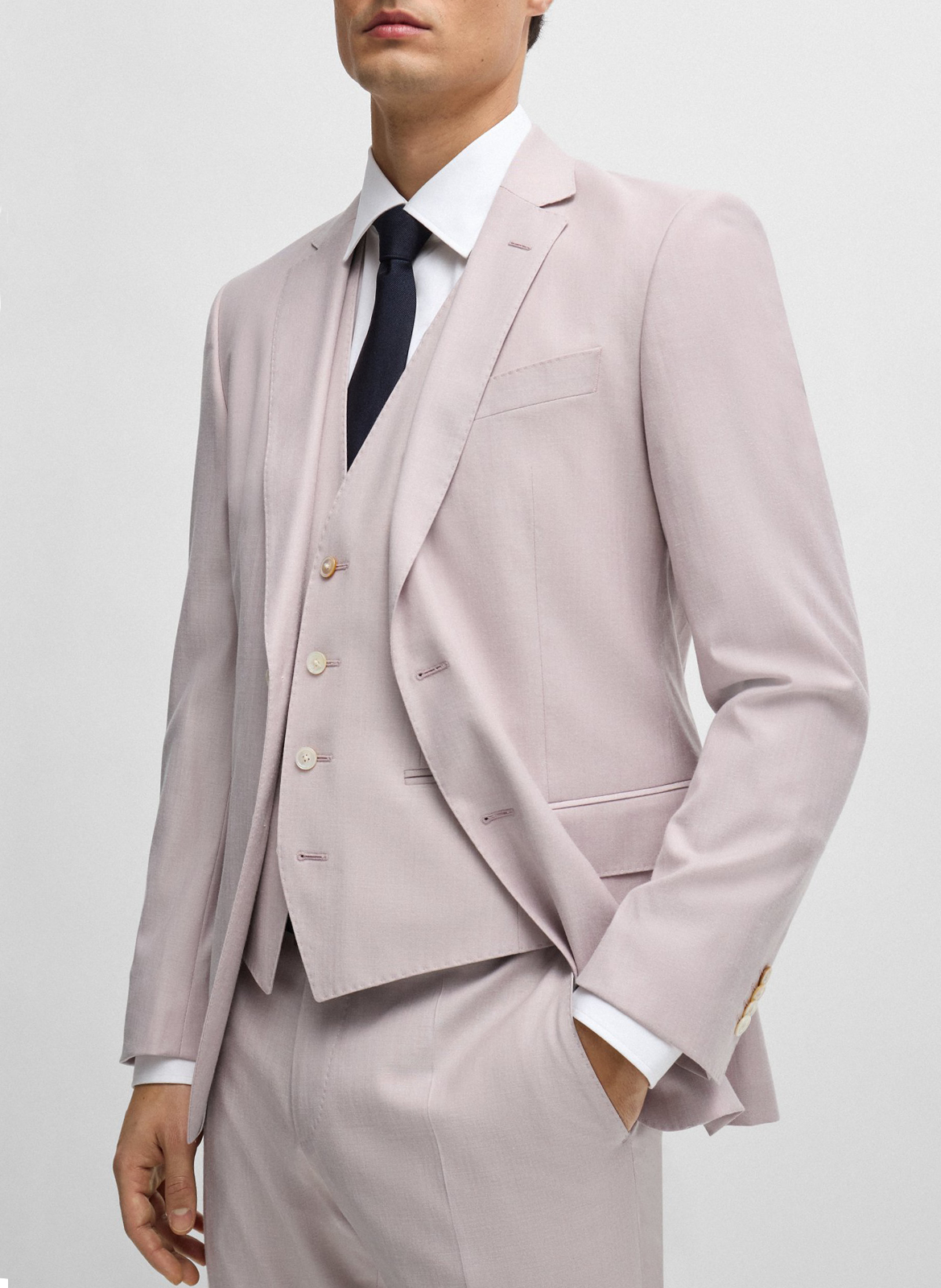 Slim-fit cotton-blend shirt BOSS White