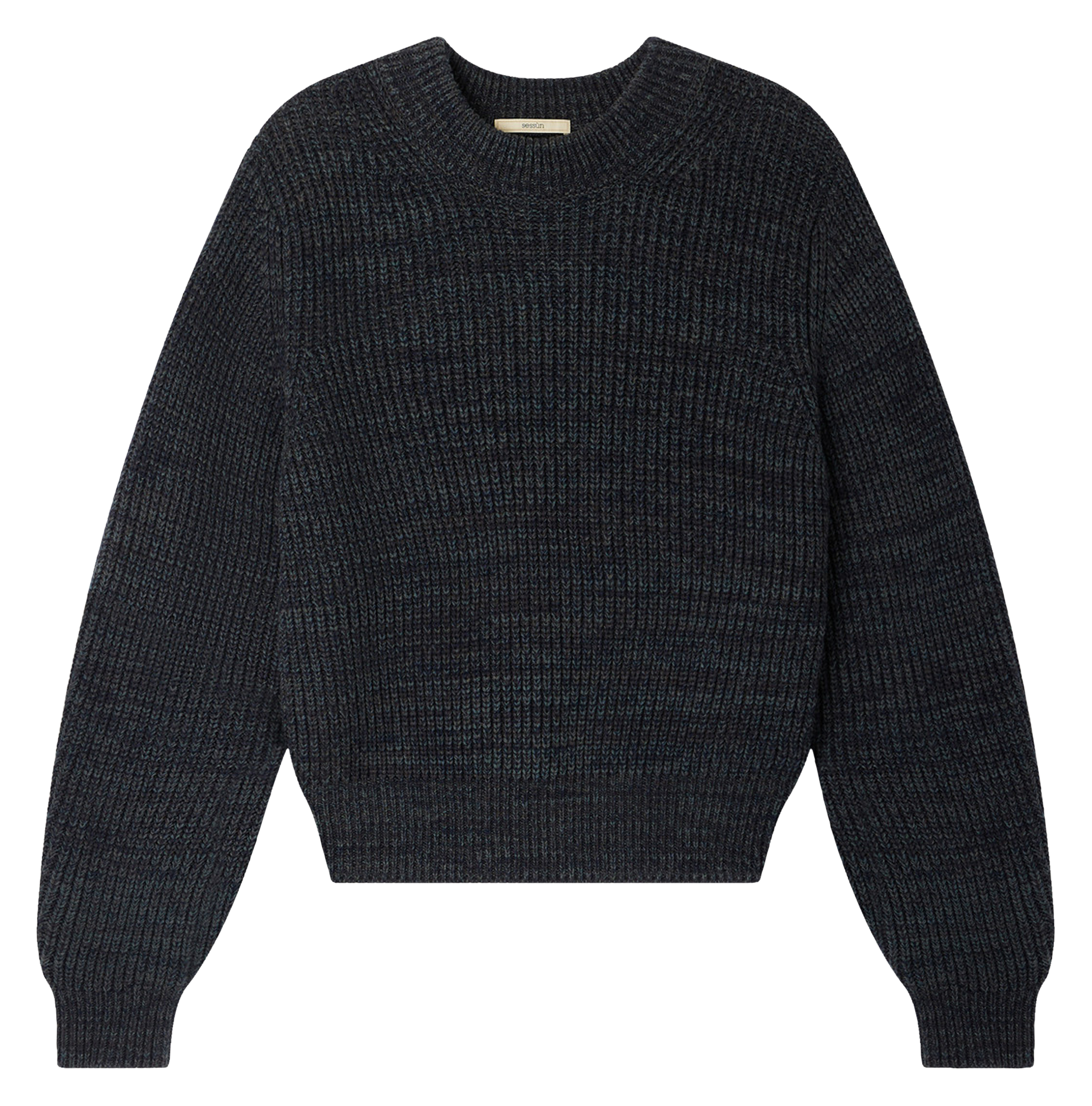 Pull ajusté col rond en maille mélangée SESSUN Vert