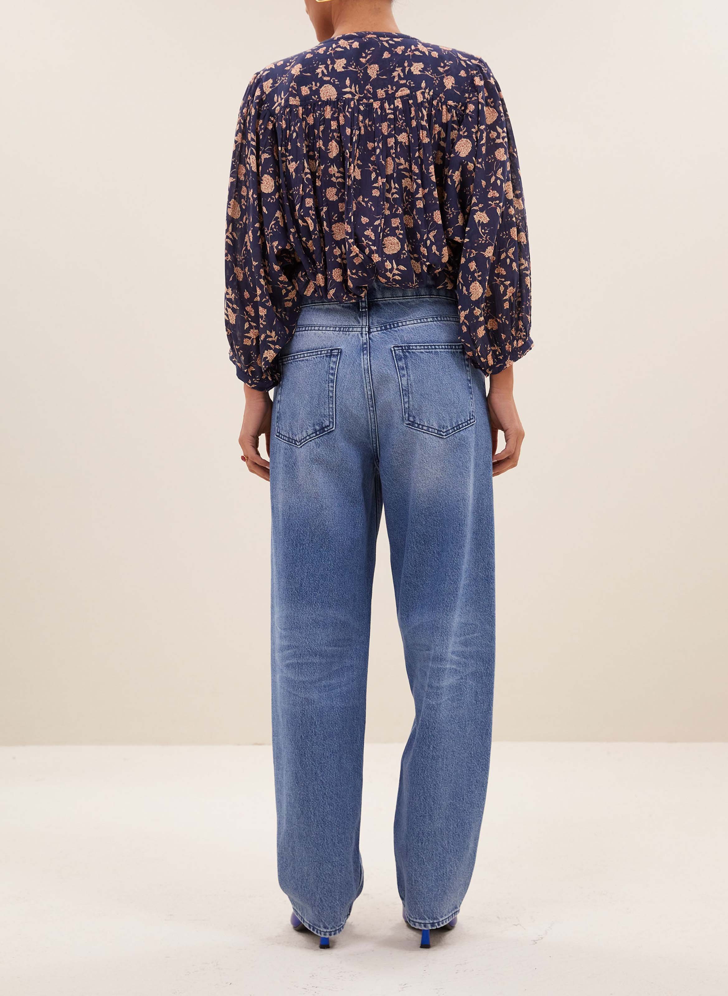 Blouse col rond imprimée BY BAR Bleu