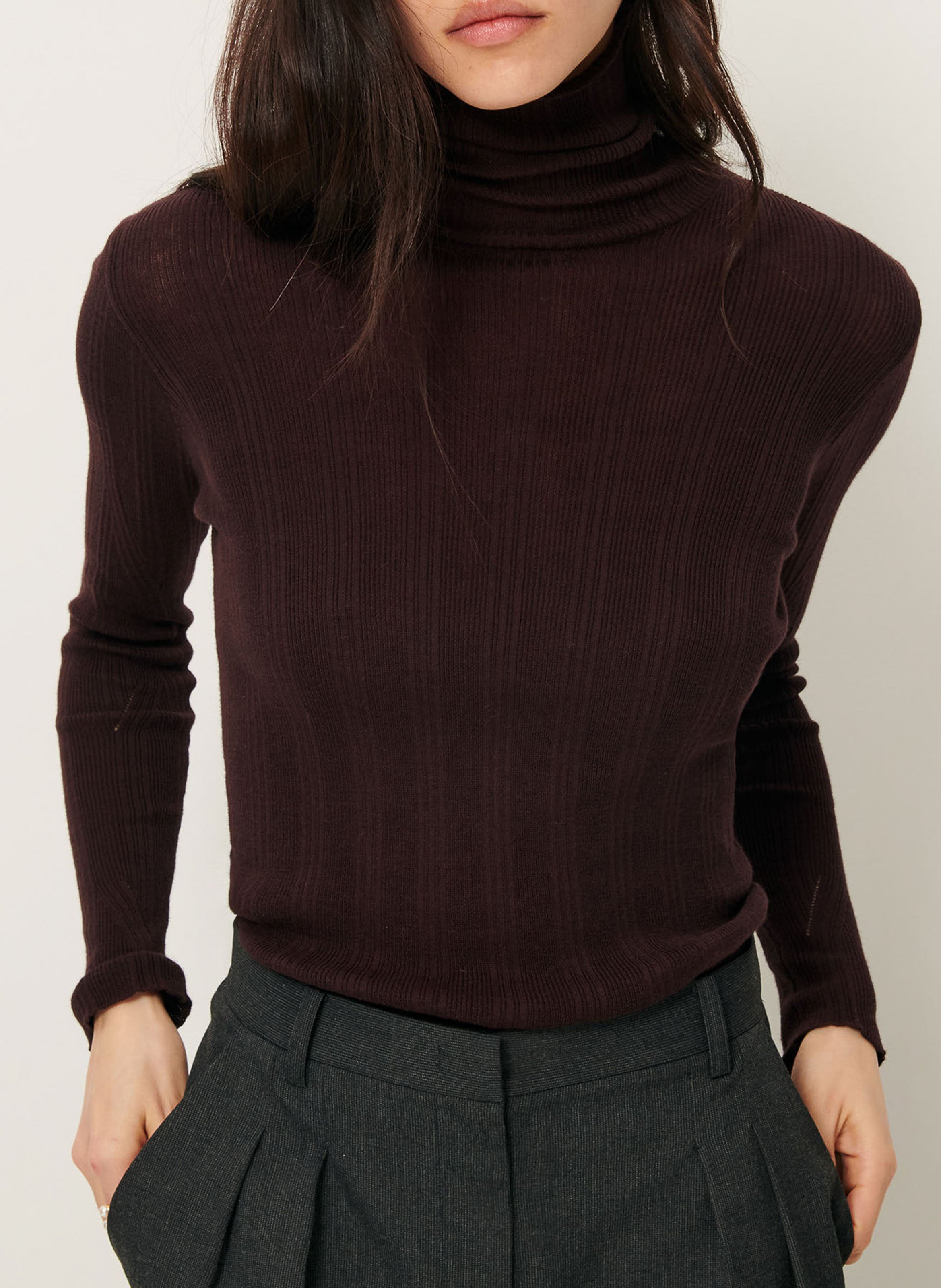 Pull col roulé ajusté en coton mélangé SESSUN